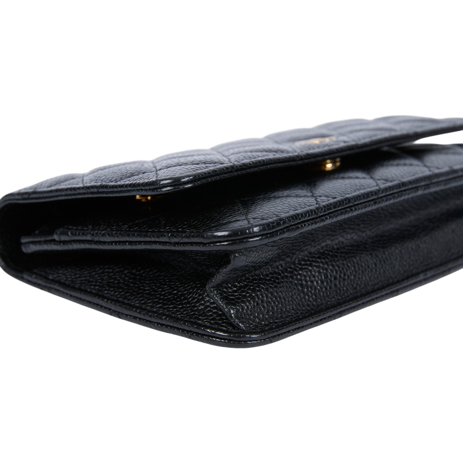 香奈兒 CHANEL 經典鏈子皮夾 菱格紋 CC LOGO AP0250 Y01864 晶片款 黑金荔枝WOC 原廠盒子/防塵袋/購買證明影本