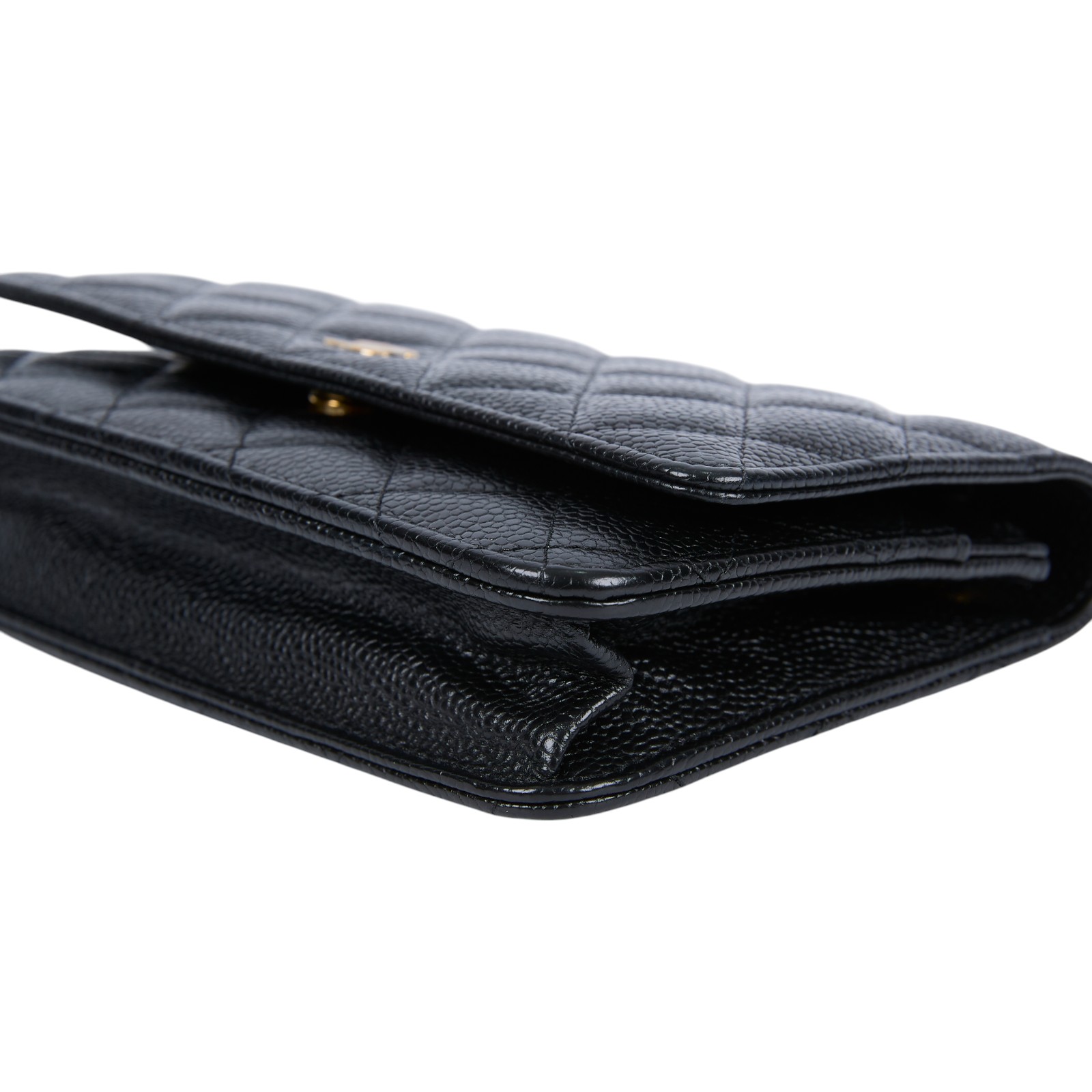 香奈兒 CHANEL 經典鏈子皮夾 菱格紋 CC LOGO AP0250 Y01864 晶片款 黑金荔枝WOC 原廠盒子/防塵袋/購買證明影本