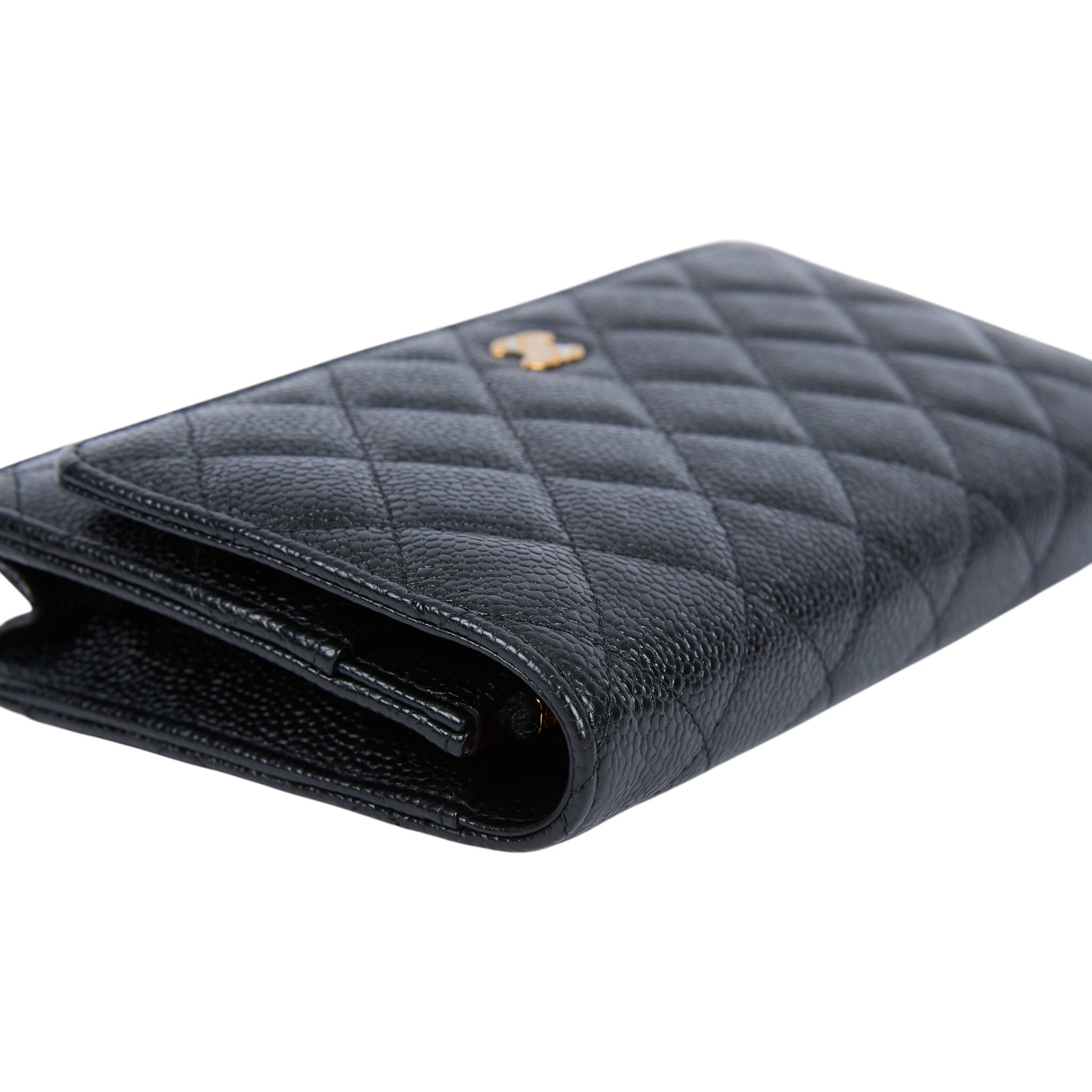 香奈兒 CHANEL 經典鏈子皮夾 菱格紋 CC LOGO AP0250 Y01864 晶片款 黑金荔枝WOC 原廠盒子/防塵袋/購買證明影本