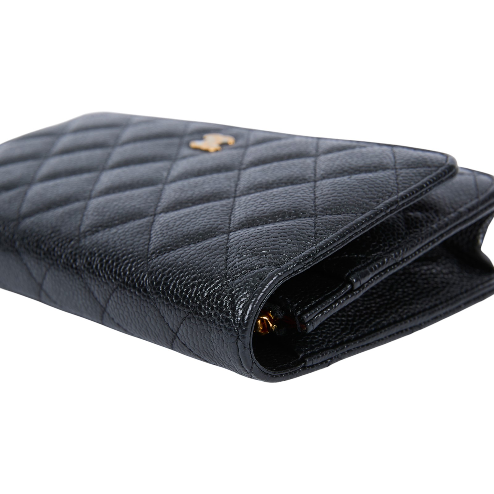 香奈兒 CHANEL 經典鏈子皮夾 菱格紋 CC LOGO AP0250 Y01864 晶片款 黑金荔枝WOC 原廠盒子/防塵袋/購買證明影本