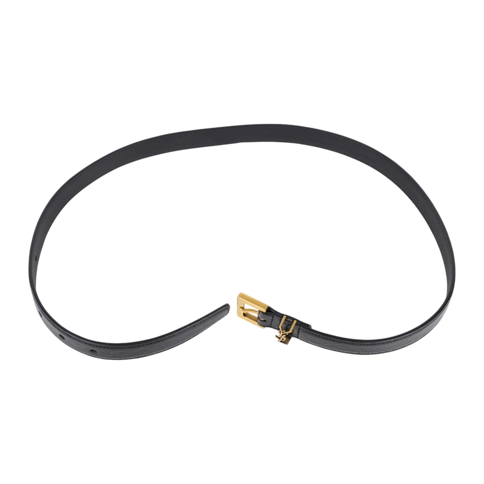 聖羅蘭 YSL SAINT LAURENT Cassandre 光面BOX皮革 方形搭扣 幼身 腰帶 554465BOO0W_70  防塵袋