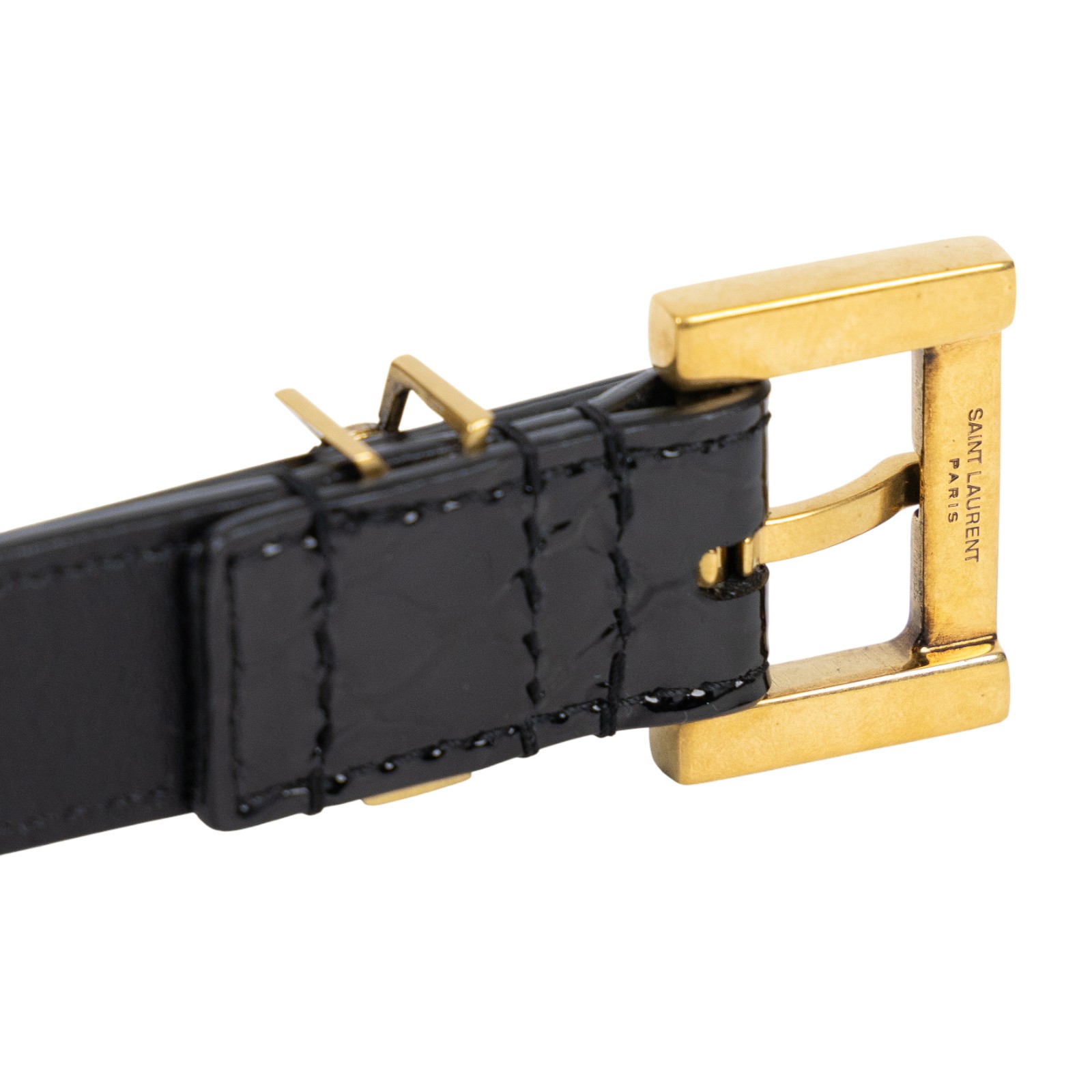 聖羅蘭 YSL SAINT LAURENT Cassandre 光面BOX皮革 方形搭扣 幼身 腰帶 554465BOO0W_70  防塵袋