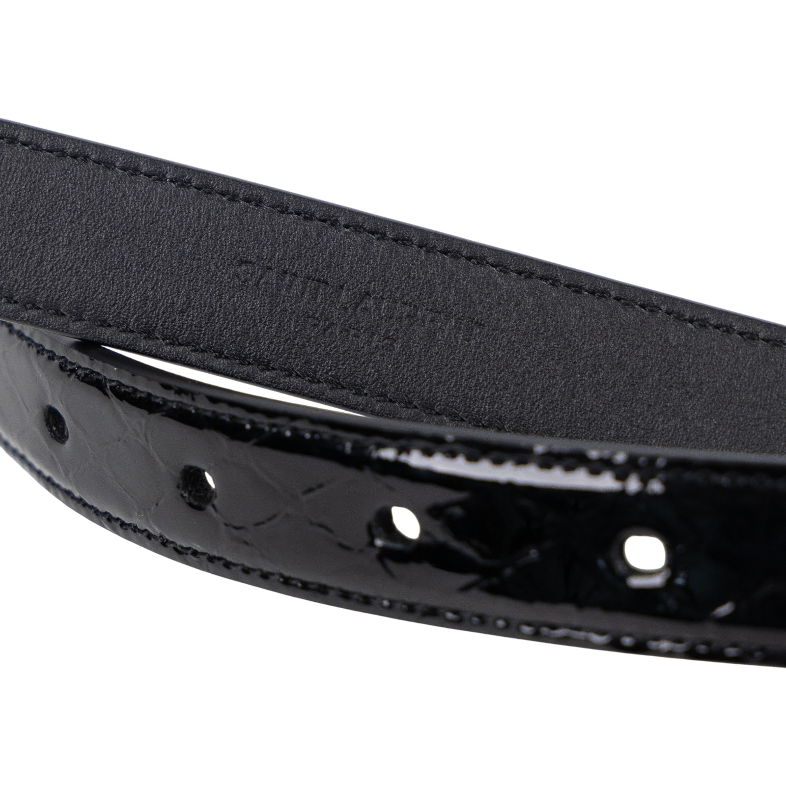 聖羅蘭 YSL SAINT LAURENT Cassandre 光面BOX皮革 方形搭扣 幼身 腰帶 554465BOO0W_70  防塵袋