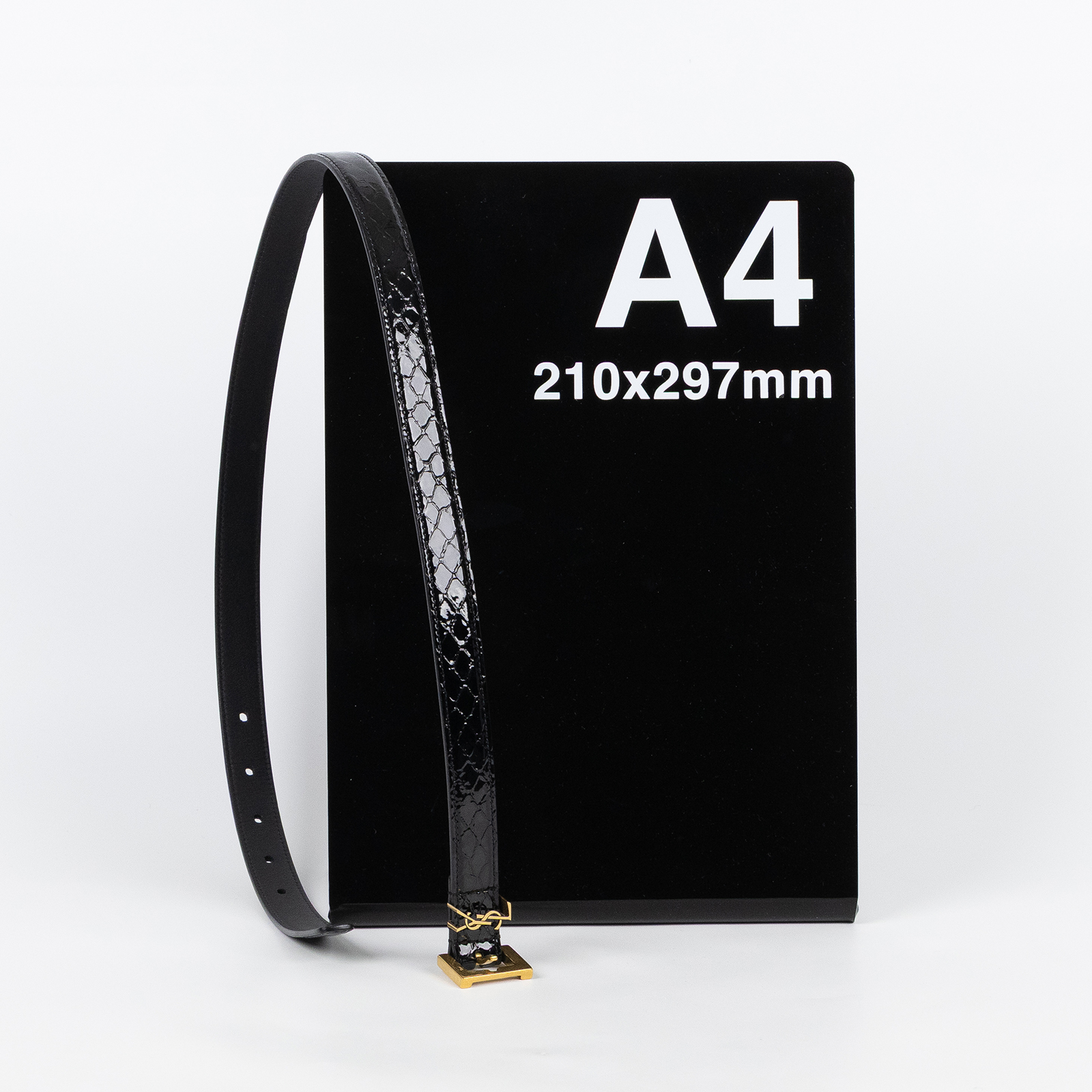 聖羅蘭 YSL SAINT LAURENT Cassandre 光面BOX皮革 方形搭扣 幼身 腰帶 554465BOO0W_70  防塵袋