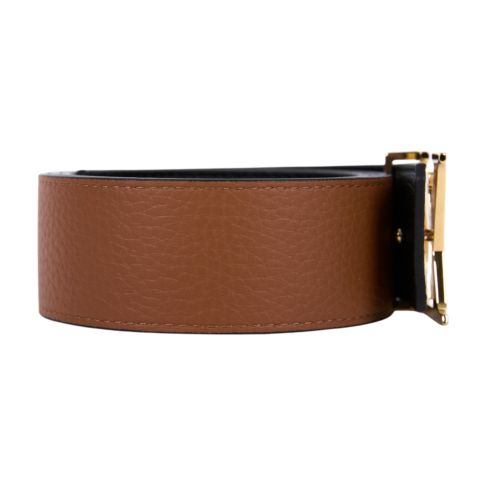 路易威登 LOUIS VUITTON LV Initials 40毫米 雙面皮帶 M9151U 黑棕雙色金釦皮帶#90/36 原廠盒子/防塵袋