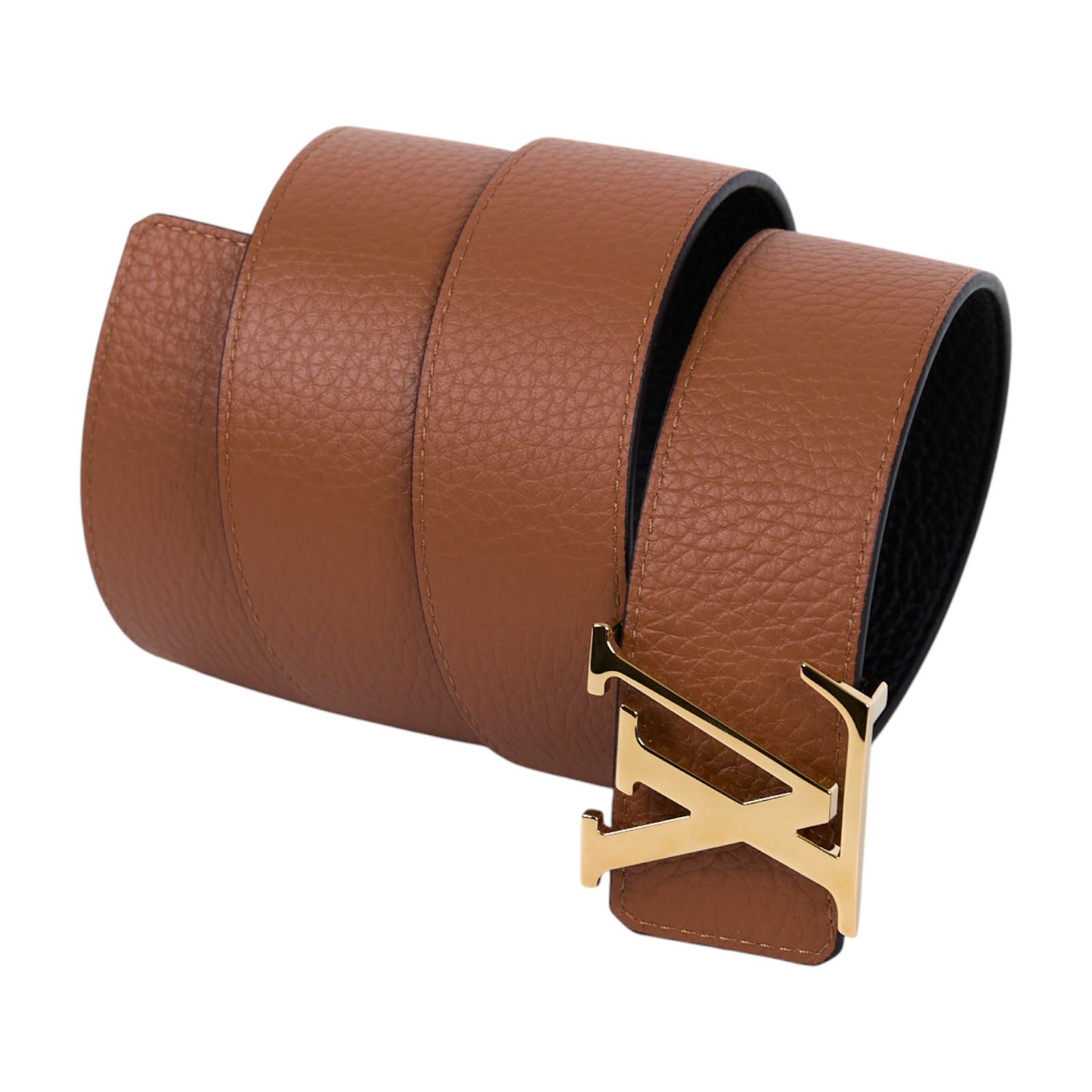 路易威登 LOUIS VUITTON LV Initials 40毫米 雙面皮帶 M9151U 黑棕雙色金釦皮帶#90/36 原廠盒子/防塵袋