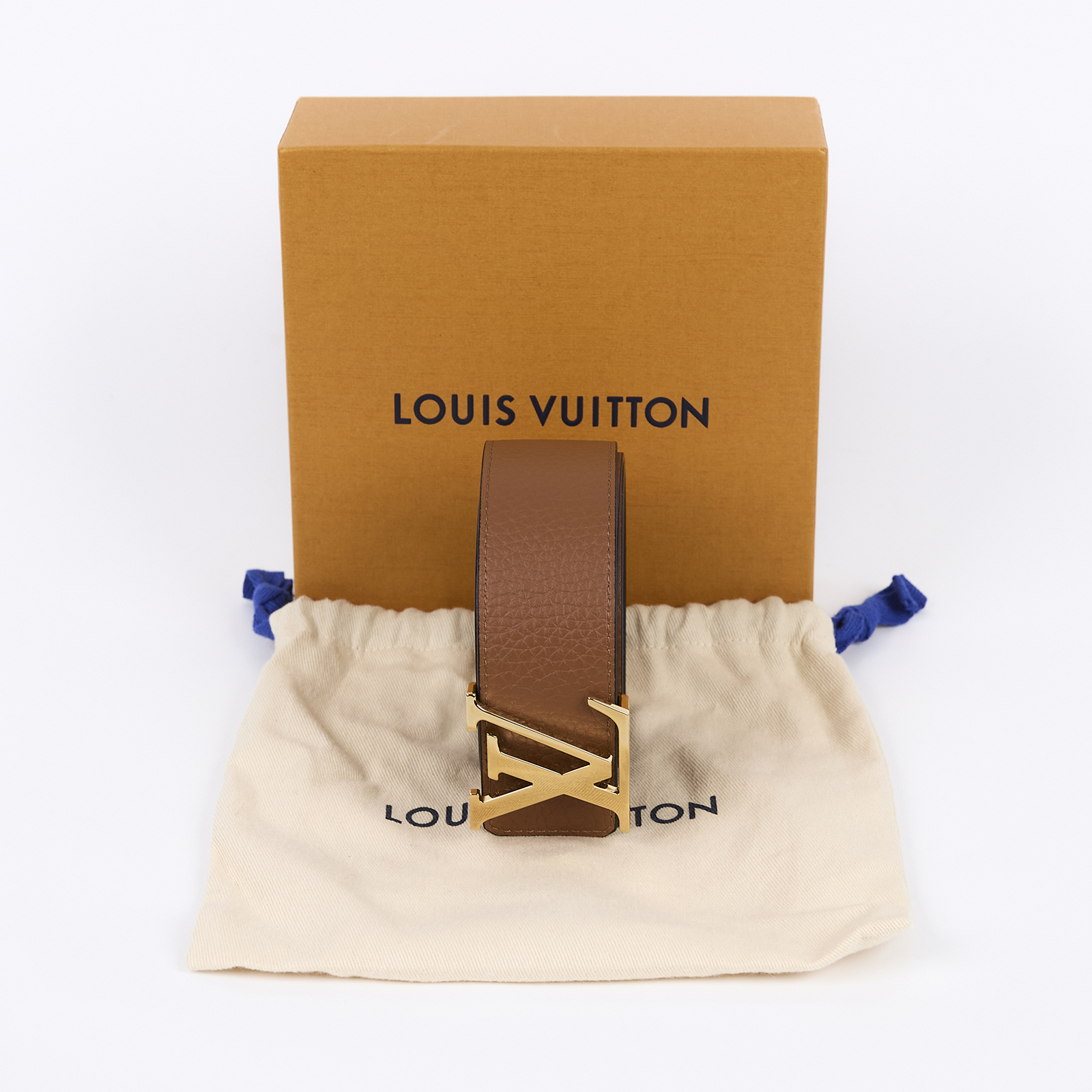 路易威登 LOUIS VUITTON LV Initials 40毫米 雙面皮帶 M9151U 黑棕雙色金釦皮帶#90/36 原廠盒子/防塵袋