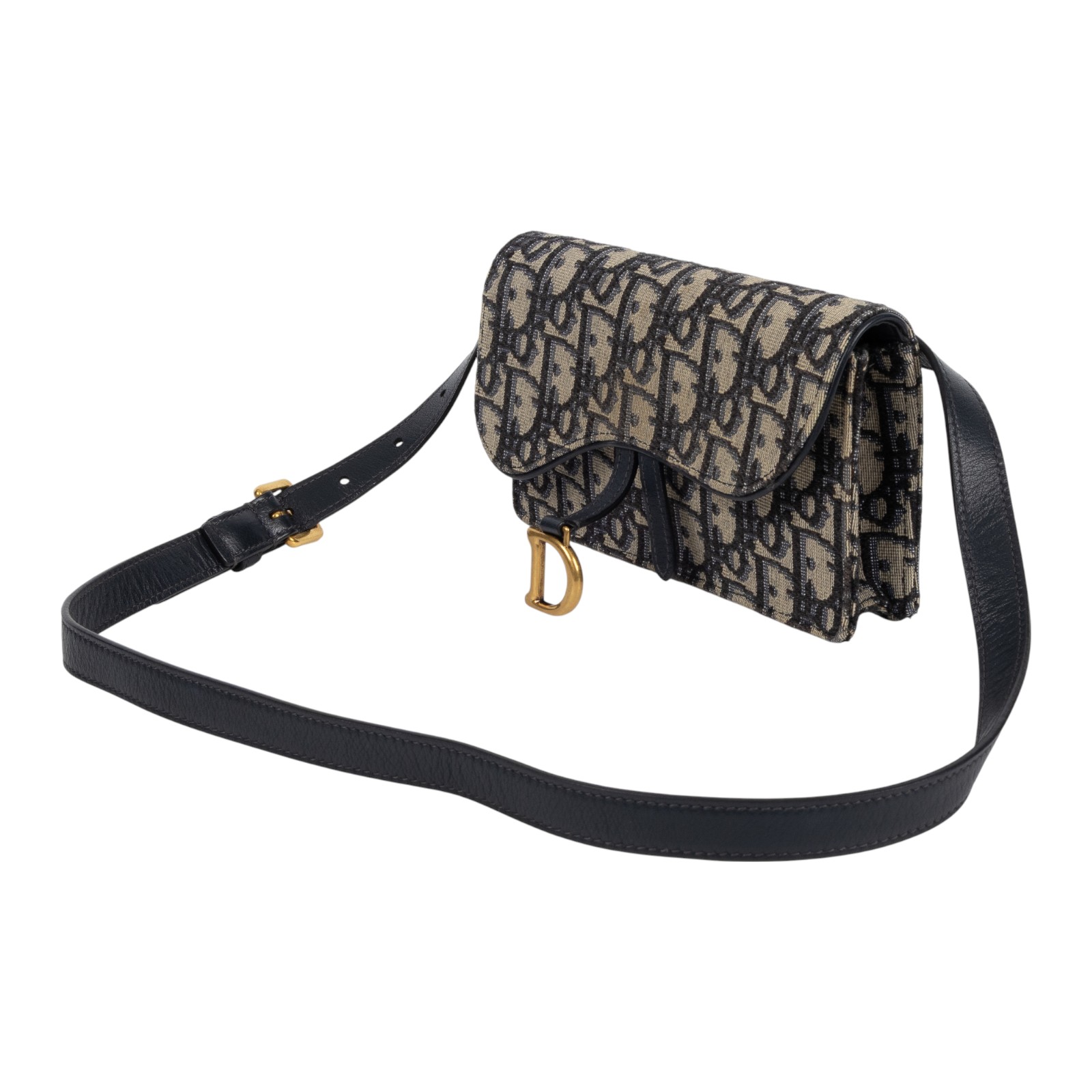 迪奧 CHRISTIAN DIOR Saddle 馬鞍 腰包 S5619CTZQ 藍緹花帆布SADDLE馬鞍腰包 無附屬品