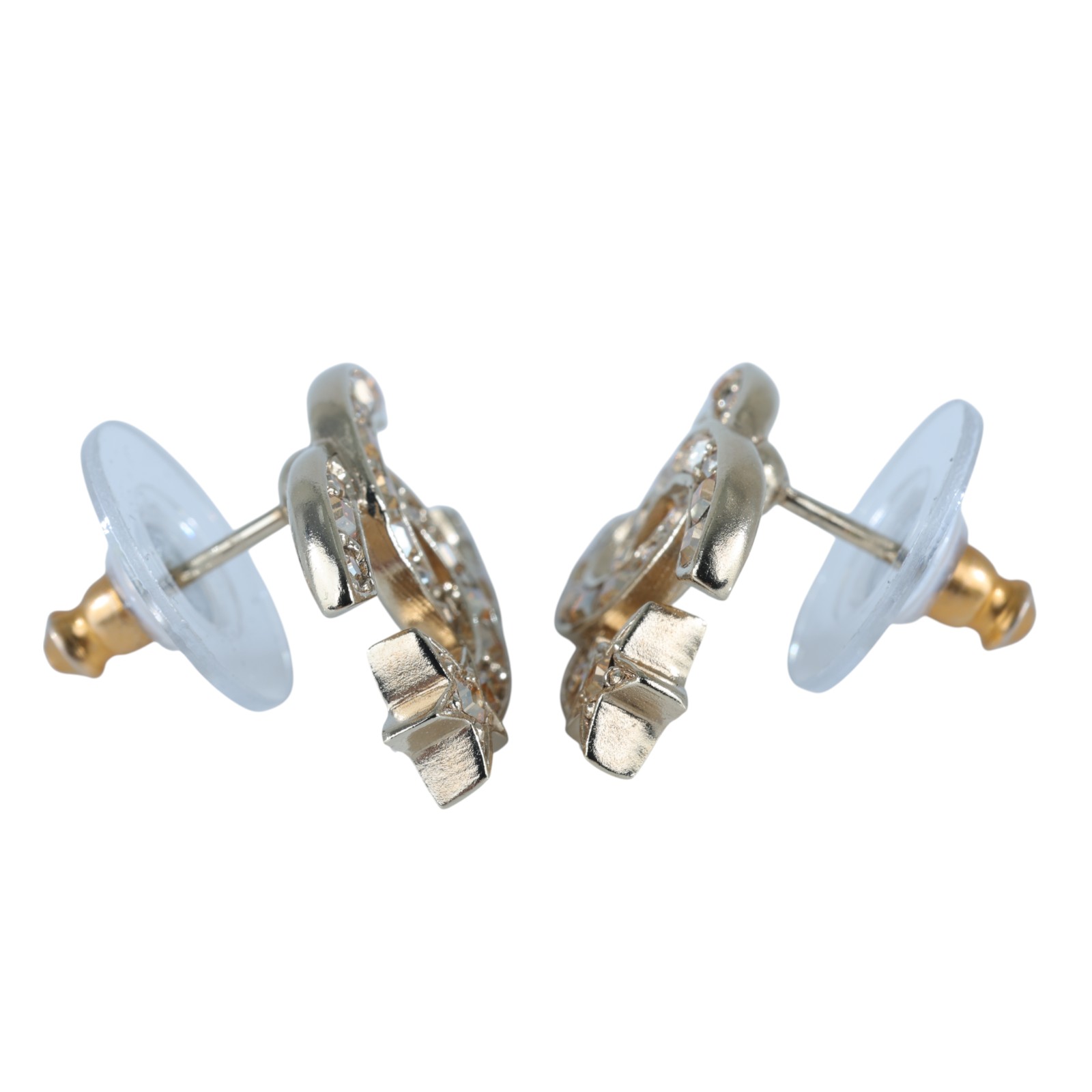 香奈兒 CHANEL CC LOGO 耳環 耳釘 C21S 星星水鑽雙C耳環 原廠盒子/內襯