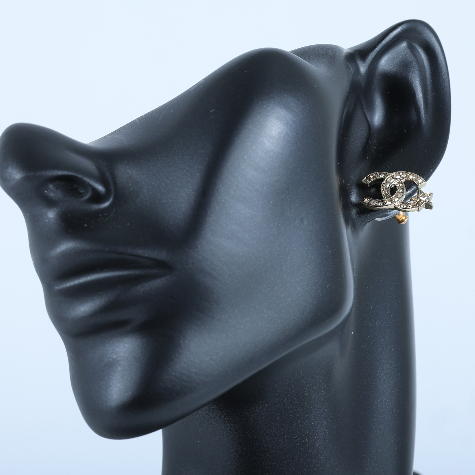 香奈兒 CHANEL CC LOGO 耳環 耳釘 C21S 星星水鑽雙C耳環 原廠盒子/內襯