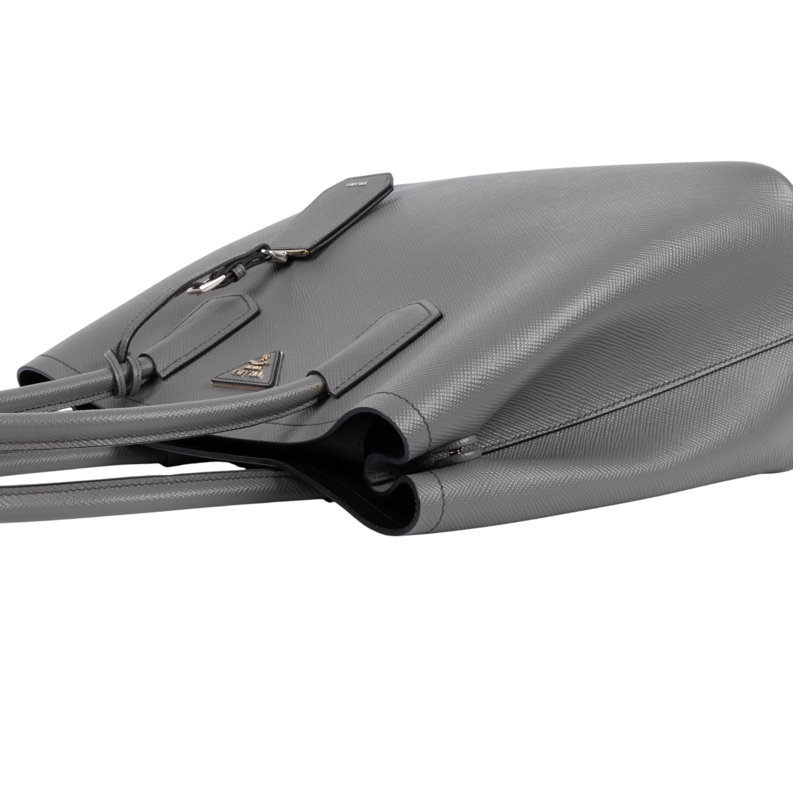 普拉達 PRADA Saffiano 手提包 肩背包 托特包 BN2775_2A4A 灰SAFFIANO DOUBLE BAG 防塵袋/背帶