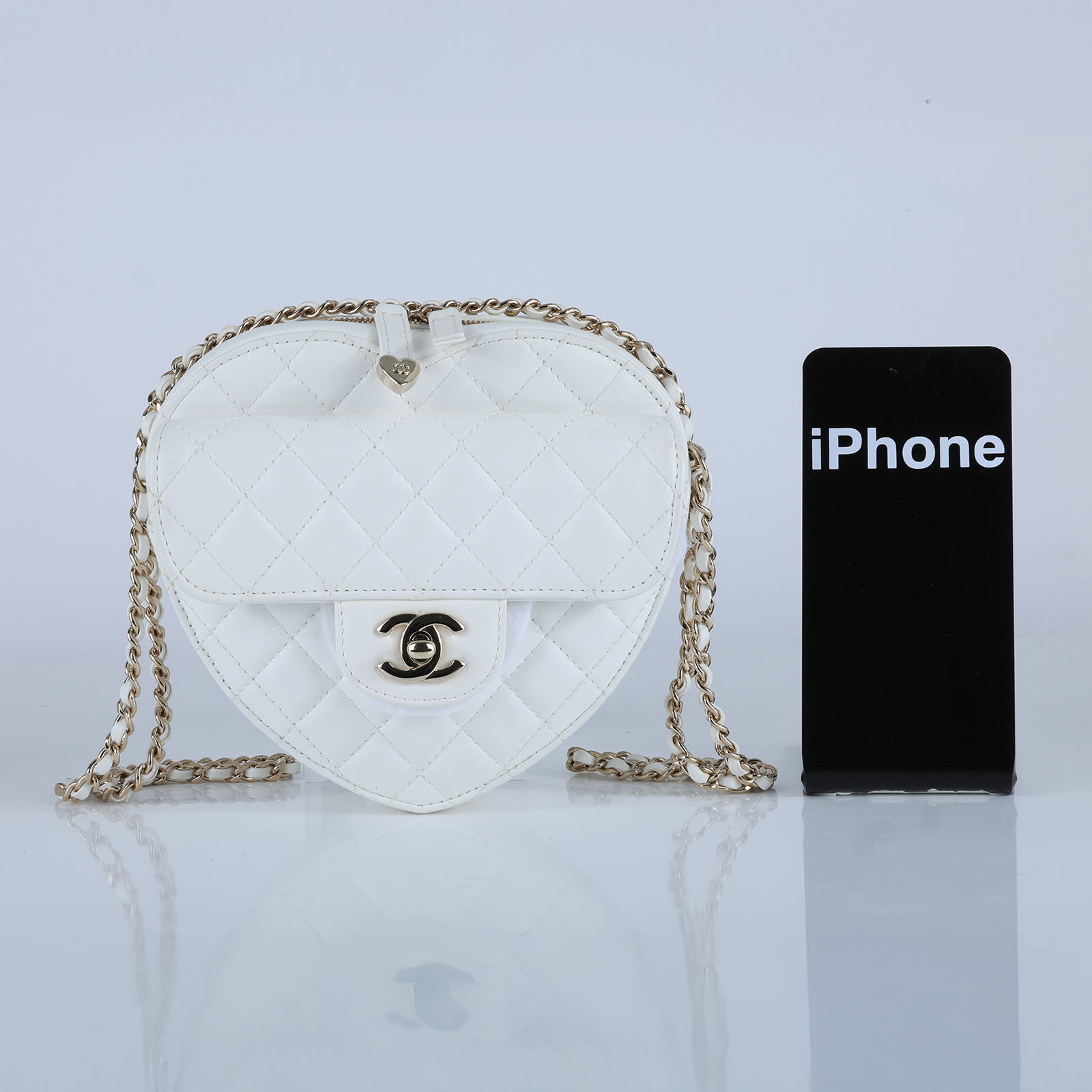 香奈兒 CHANEL CC In Love 斜背 愛心包 AS3191 晶片款 白愛心包 防塵袋