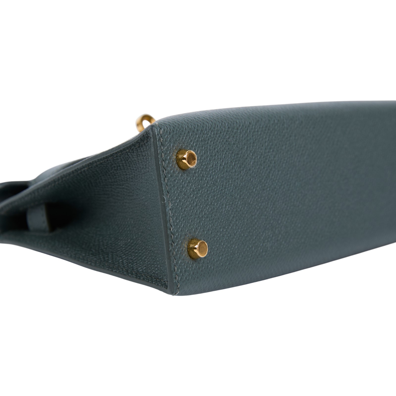 愛馬仕 Hermes Kelly Bag 凱莉包 mini KLM W刻 灰綠金MINI KELLY 原廠盒子/防塵袋/背帶