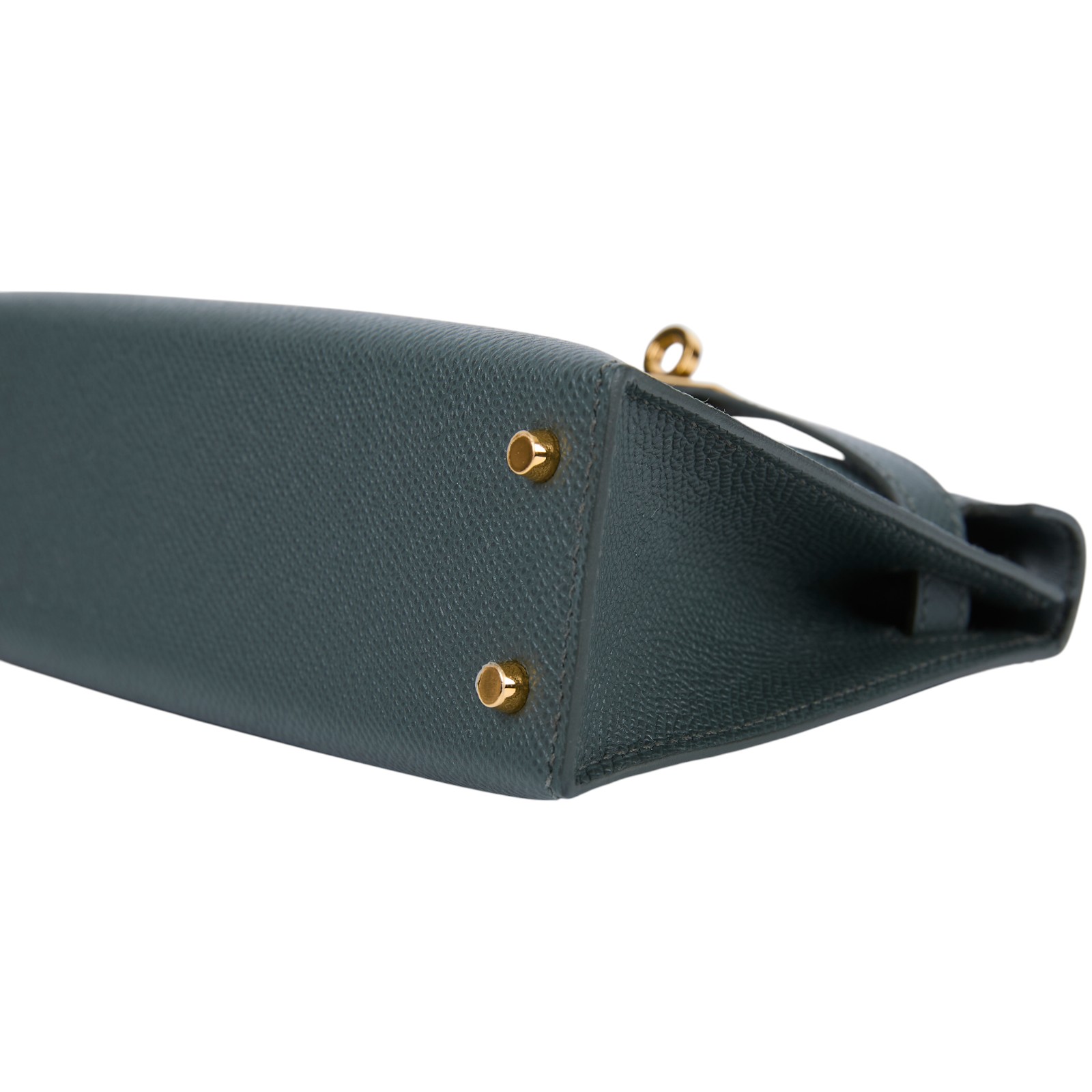 愛馬仕 Hermes Kelly Bag 凱莉包 mini KLM W刻 灰綠金MINI KELLY 原廠盒子/防塵袋/背帶