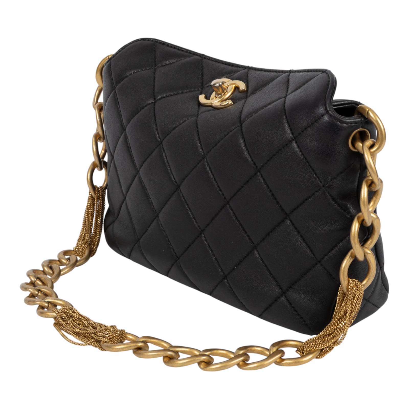 香奈兒 CHANEL CC LOGO 手提包 肩背包 AS4172 B13081 黑流蘇HOBO 原廠盒子/防塵袋/購買證明