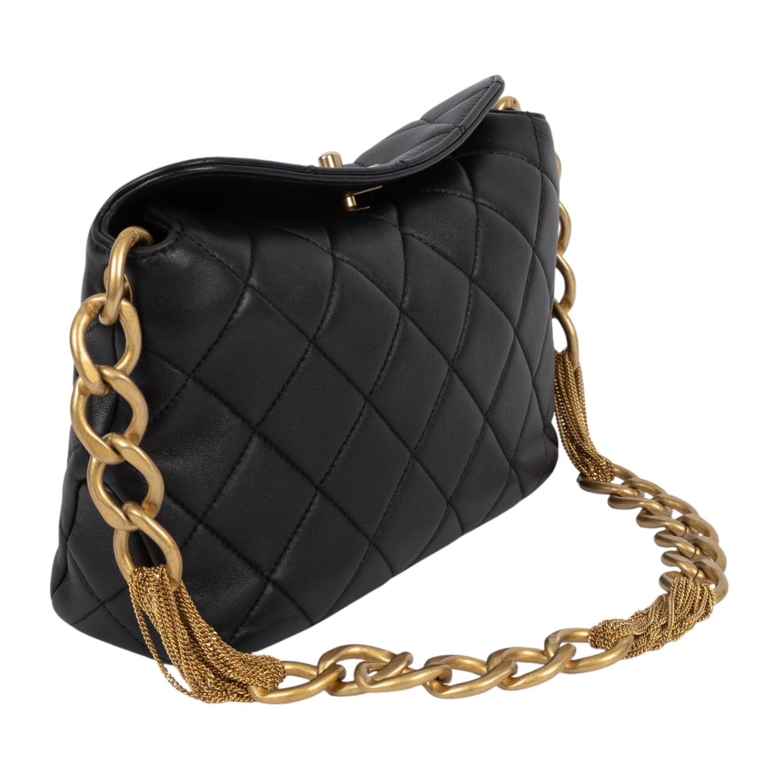 香奈兒 CHANEL CC LOGO 手提包 肩背包 AS4172 B13081 黑流蘇HOBO 原廠盒子/防塵袋/購買證明