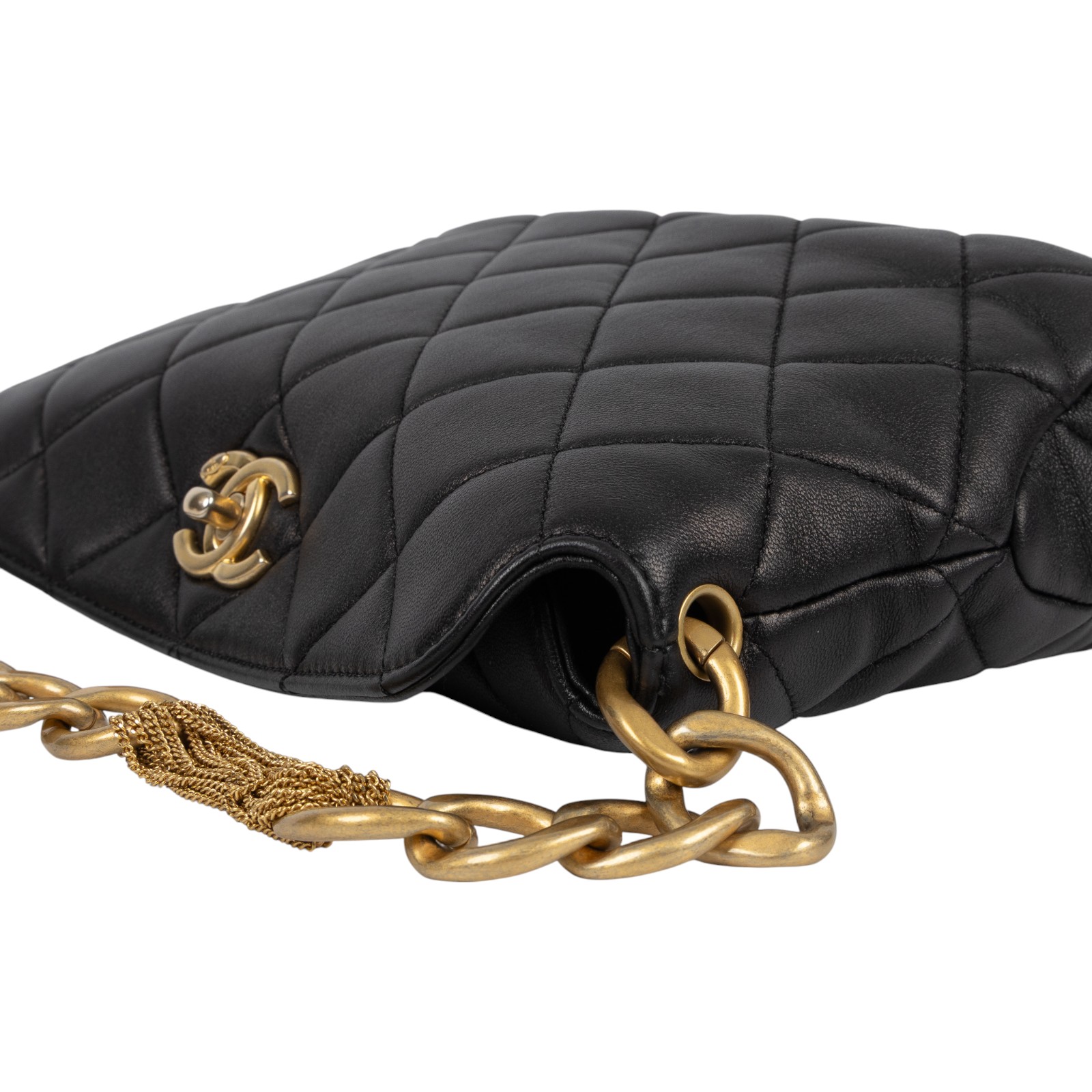 香奈兒 CHANEL CC LOGO 手提包 肩背包 AS4172 B13081 黑流蘇HOBO 原廠盒子/防塵袋/購買證明