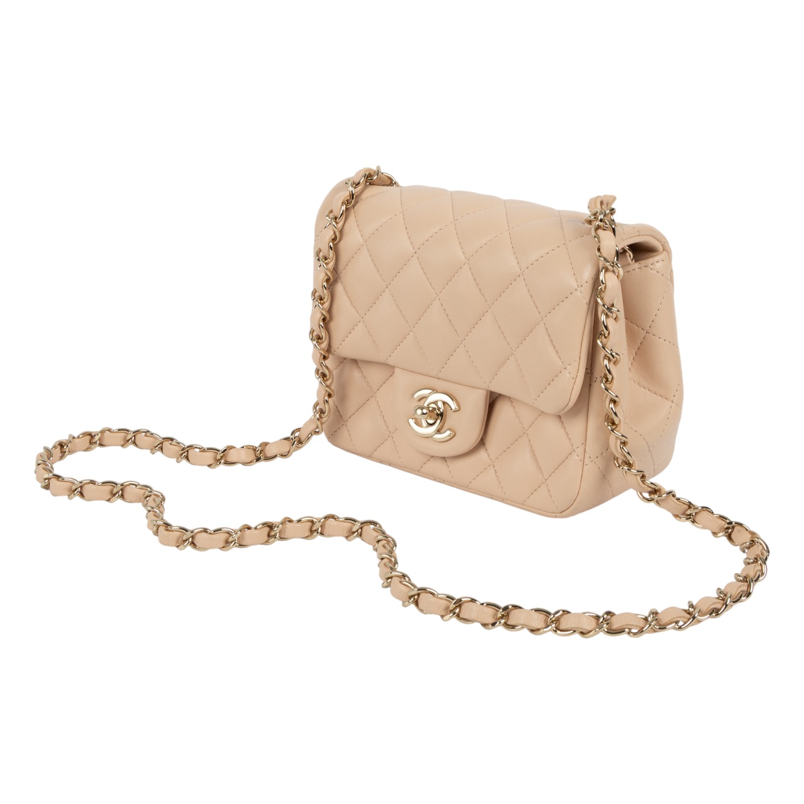 香奈兒 CHANEL CF 方形 迷你 口蓋包 A35200 31開奶茶色羊皮方胖 原廠盒子/防塵袋/保證卡