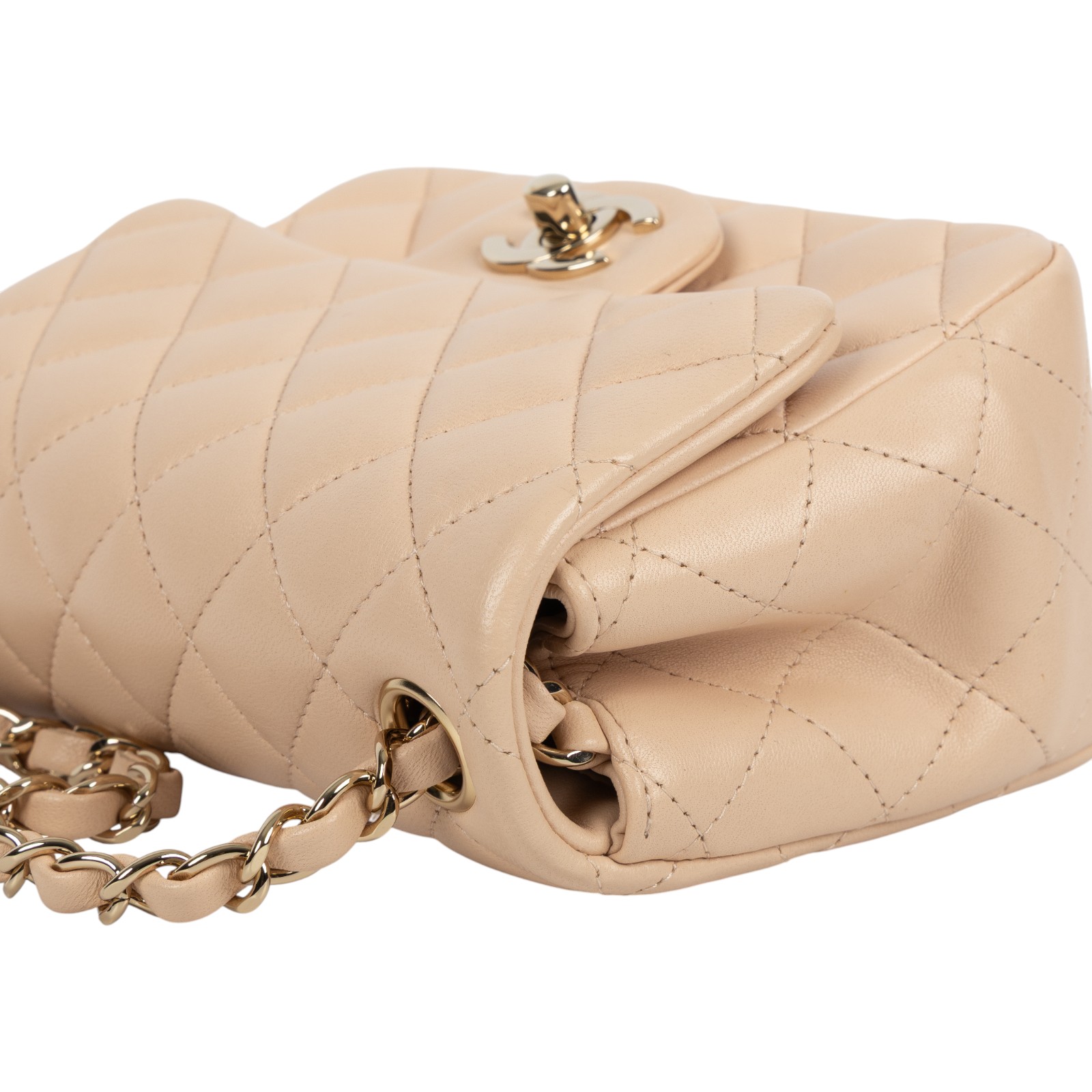 香奈兒 CHANEL CF 方形 迷你 口蓋包 A35200 31開奶茶色羊皮方胖 原廠盒子/防塵袋/保證卡