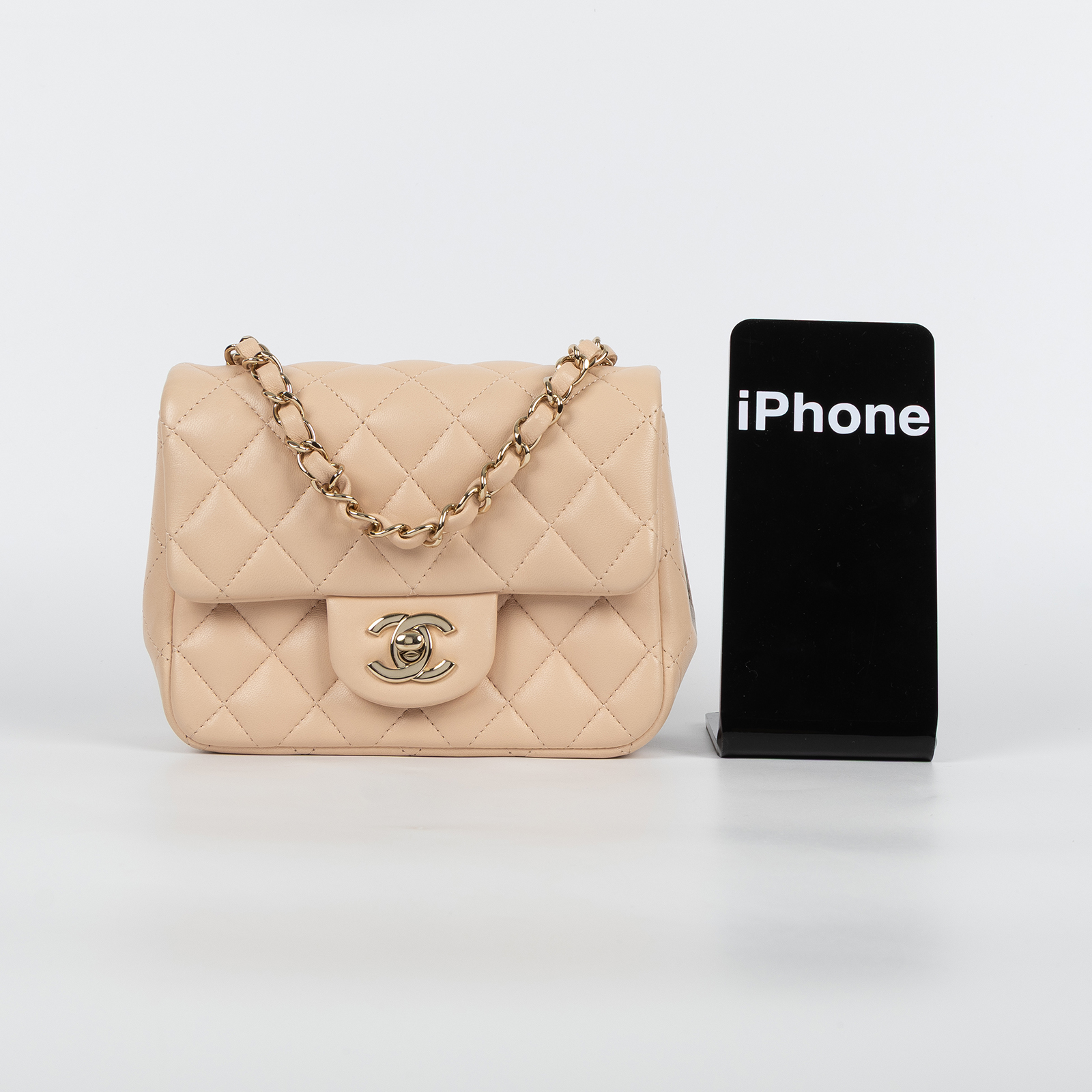 香奈兒 CHANEL CF 方形 迷你 口蓋包 A35200 31開奶茶色羊皮方胖 原廠盒子/防塵袋/保證卡