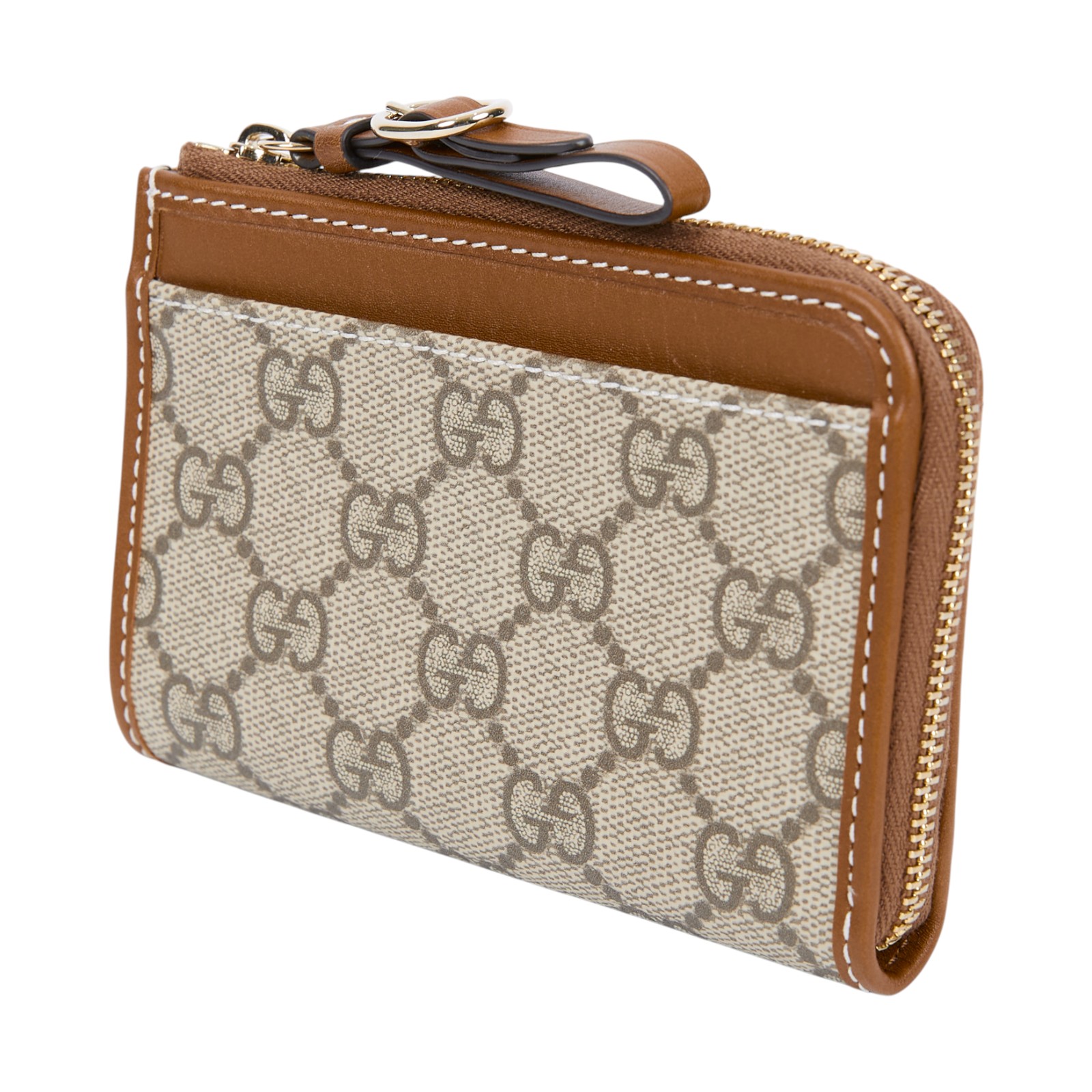 古馳 GUCCI GG Emblem 拉鍊卡包 821804 FAD6L 焦糖GG Emblem拉鍊卡夾 原廠盒子/防塵袋/購買證明