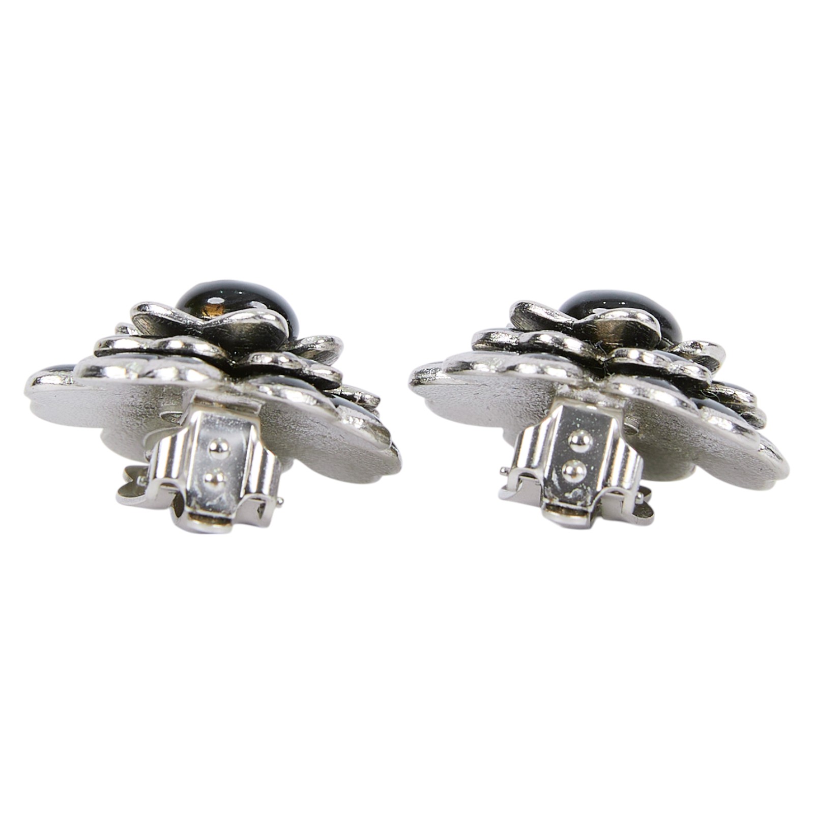 香奈兒 CHANEL CC LOGO 耳環 耳釘 03C 黑山茶花耳環 原廠盒子