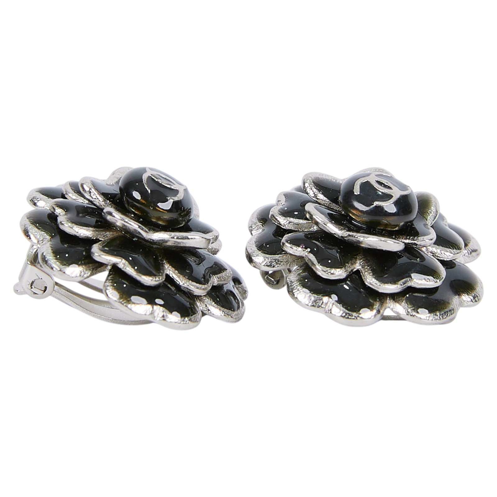 香奈兒 CHANEL CC LOGO 耳環 耳釘 03C 黑山茶花耳環 原廠盒子