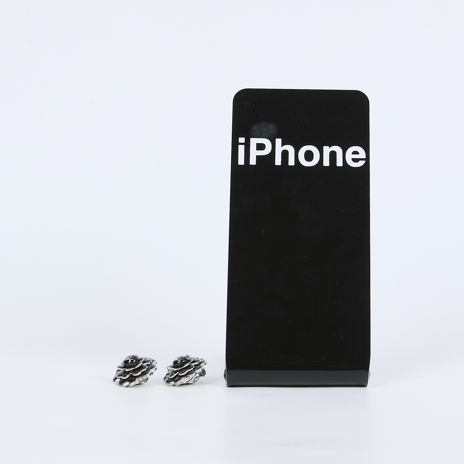 香奈兒 CHANEL CC LOGO 耳環 耳釘 03C 黑山茶花耳環 原廠盒子