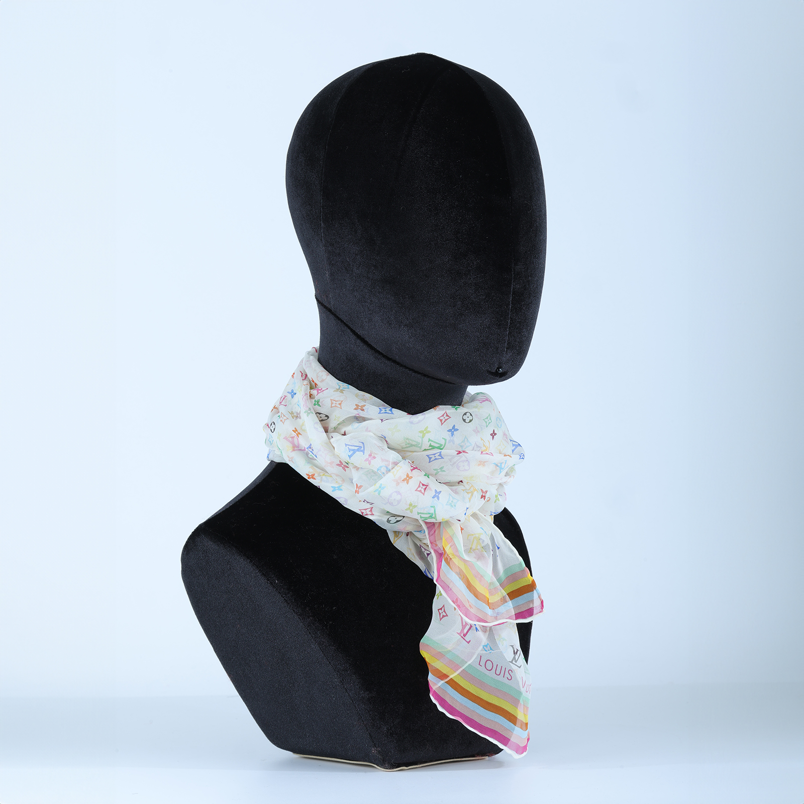 路易威登 LOUIS VUITTON LV x 村上隆 Multicolor Monogram 圍巾 絲巾  白彩絲巾 無附屬品