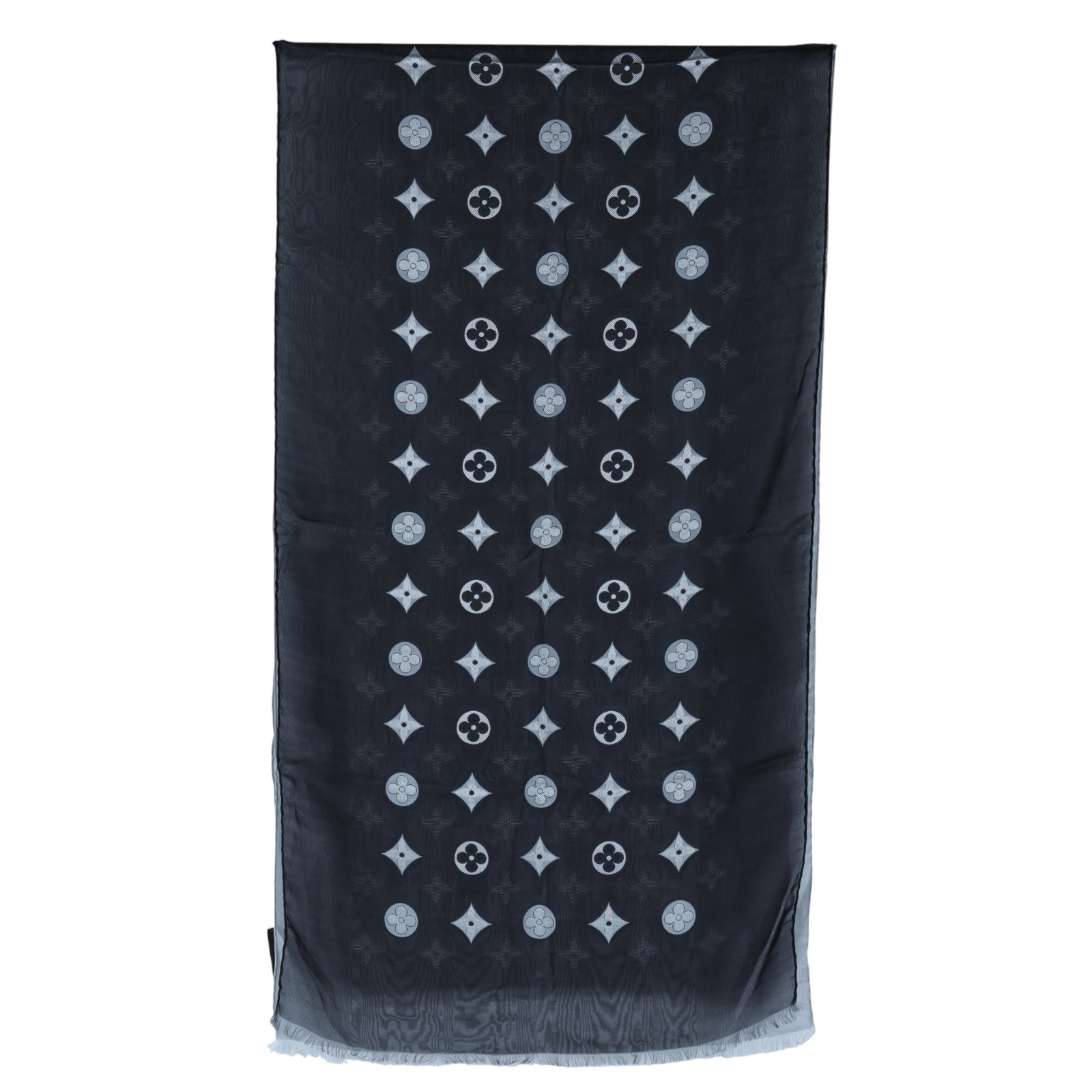 路易威登 LOUIS VUITTON 老花 披肩 圍巾 絲巾 M71745 黑老花絲巾 無附屬品