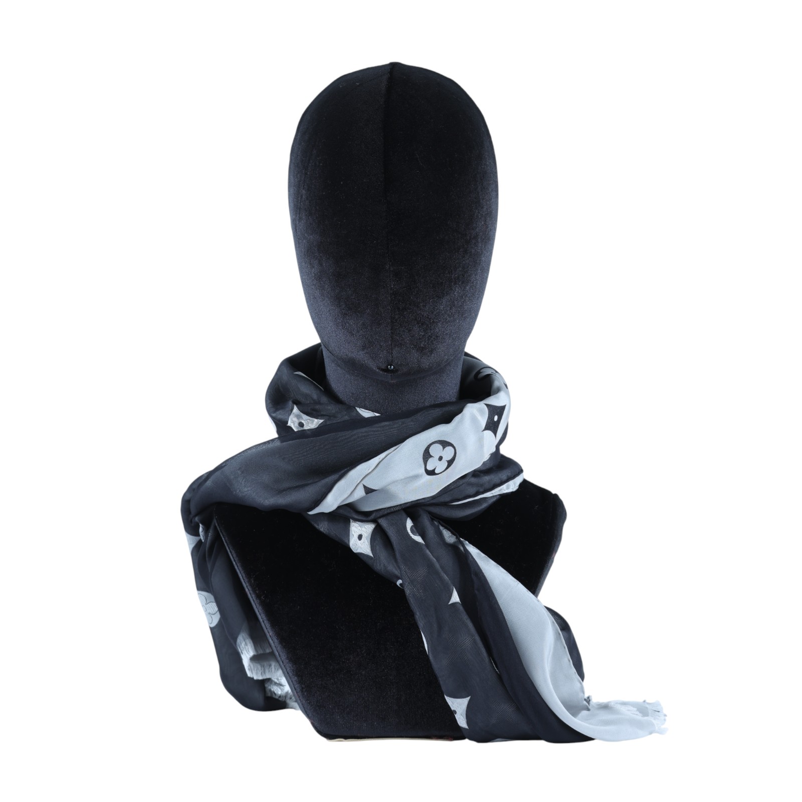 路易威登 LOUIS VUITTON 老花 披肩 圍巾 絲巾 M71745 黑老花絲巾 無附屬品