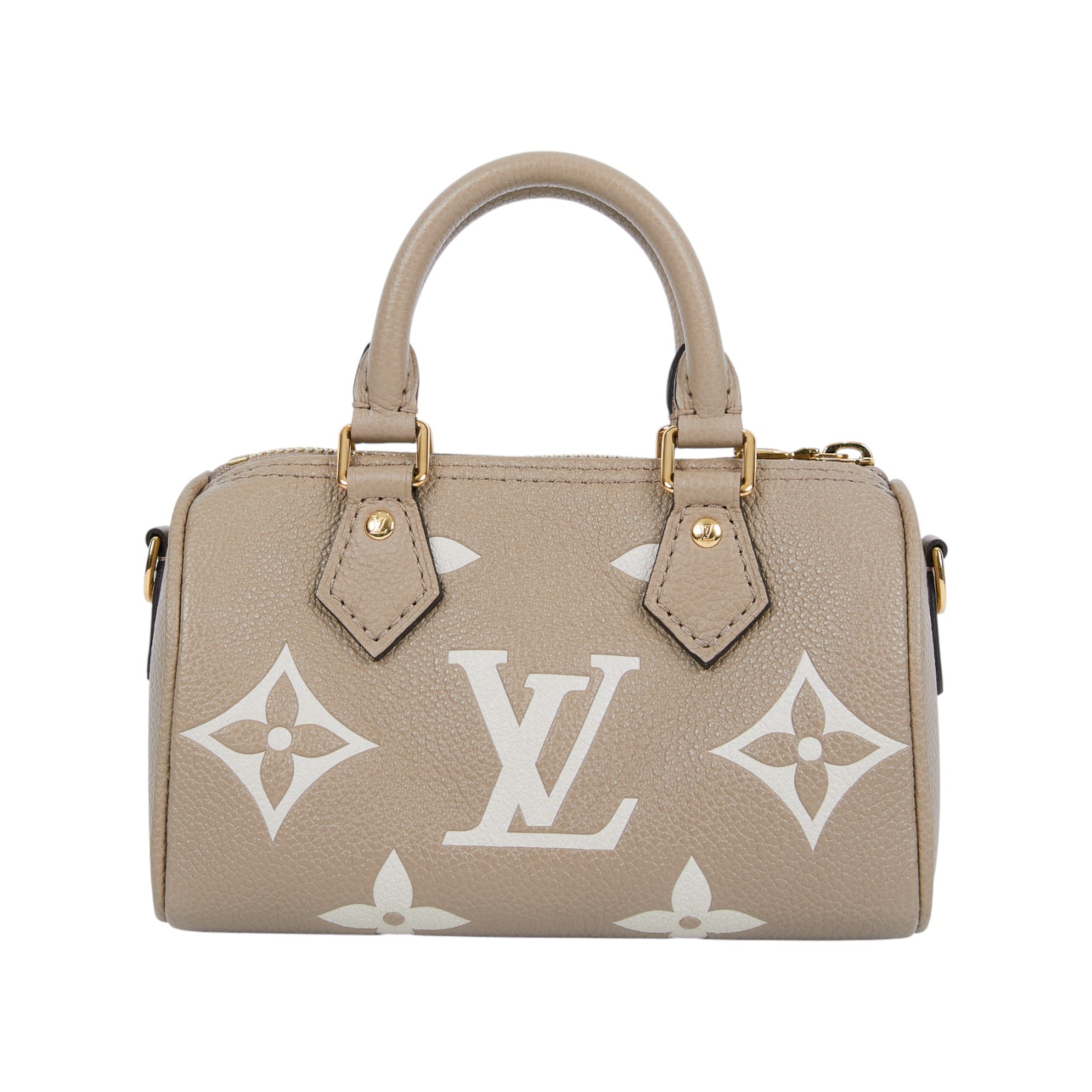 路易威登 LOUIS VUITTON Nano Speedy 手提 斜背 肩背包 灰色 奶油色 M82890 晶片款  原廠盒子/防塵袋/背帶