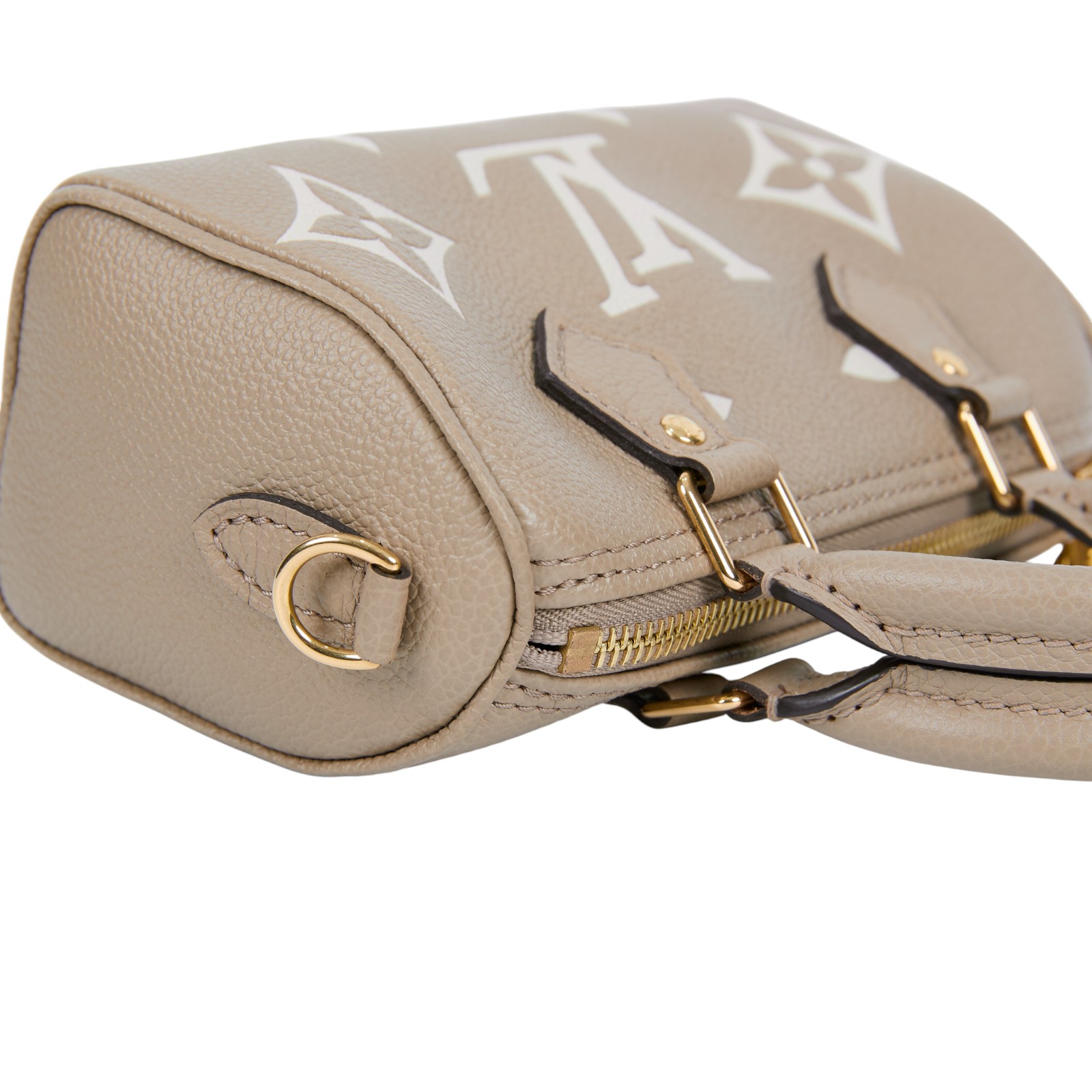 路易威登 LOUIS VUITTON Nano Speedy 手提 斜背 肩背包 灰色 奶油色 M82890 晶片款  原廠盒子/防塵袋/背帶