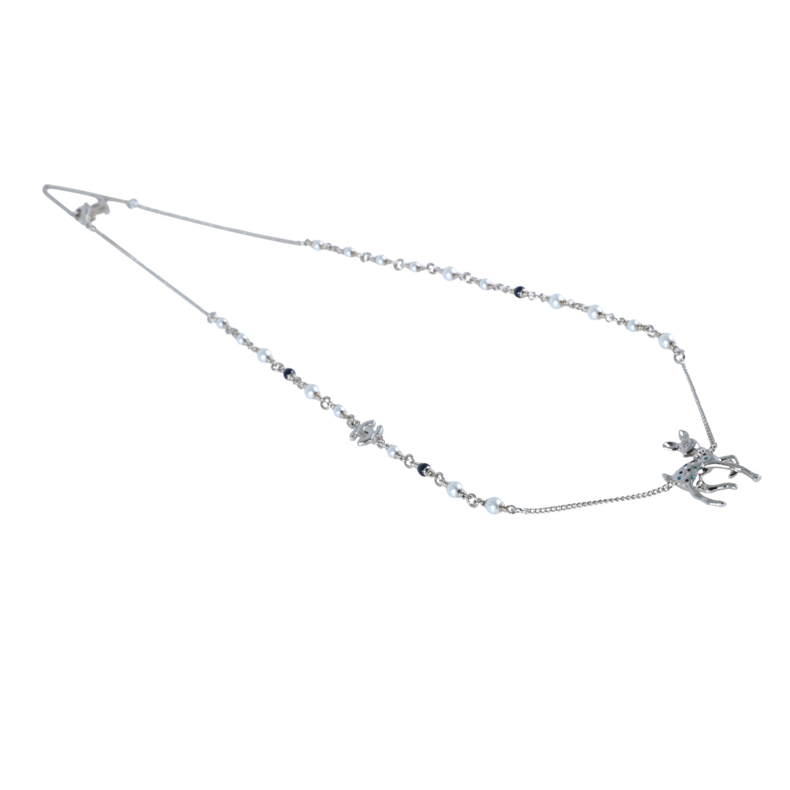 香奈兒 CHANEL CC LOGO 項鍊 C26C 金色小鹿珍珠項鍊 原廠盒子/防塵袋