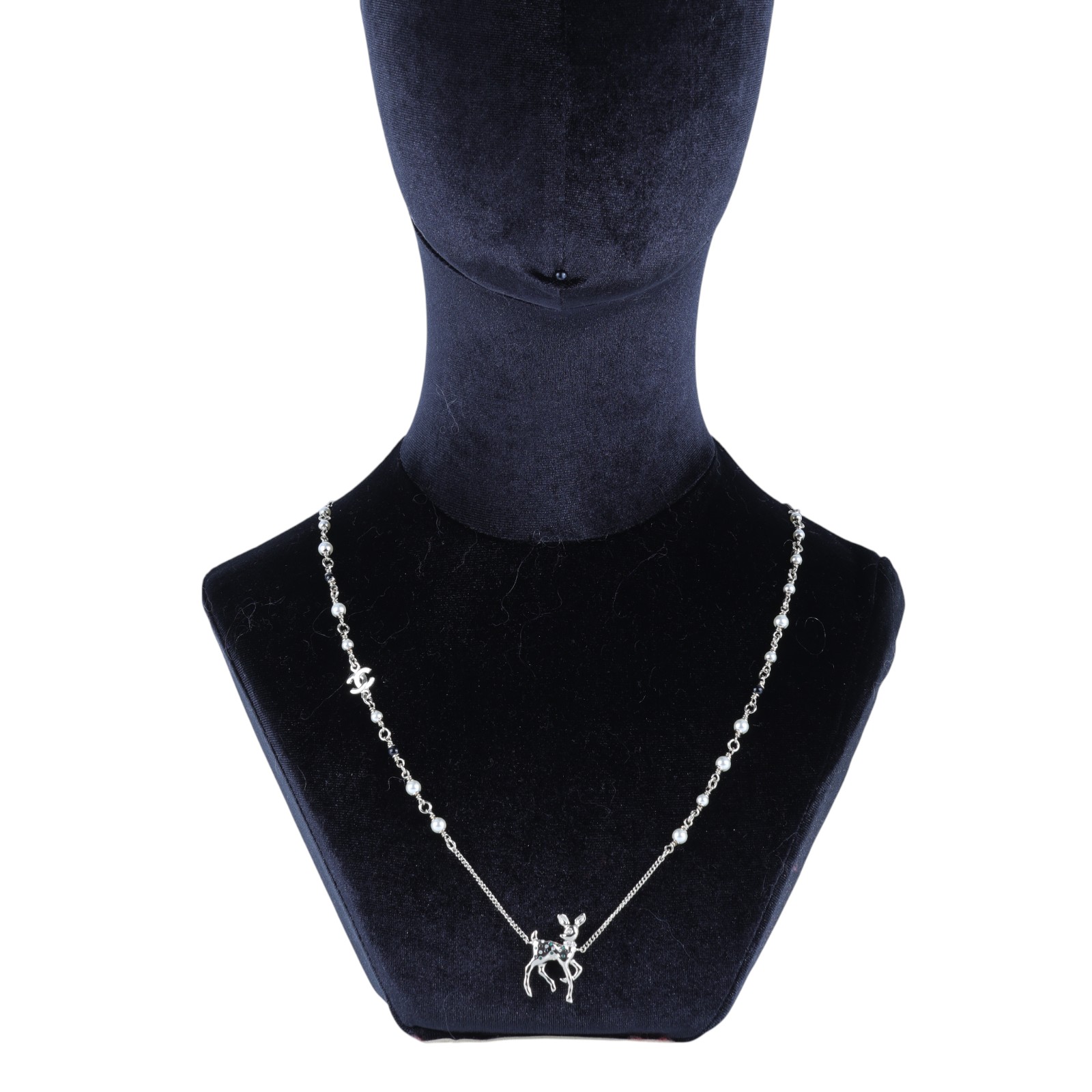 香奈兒 CHANEL CC LOGO 項鍊 C26C 金色小鹿珍珠項鍊 原廠盒子/防塵袋