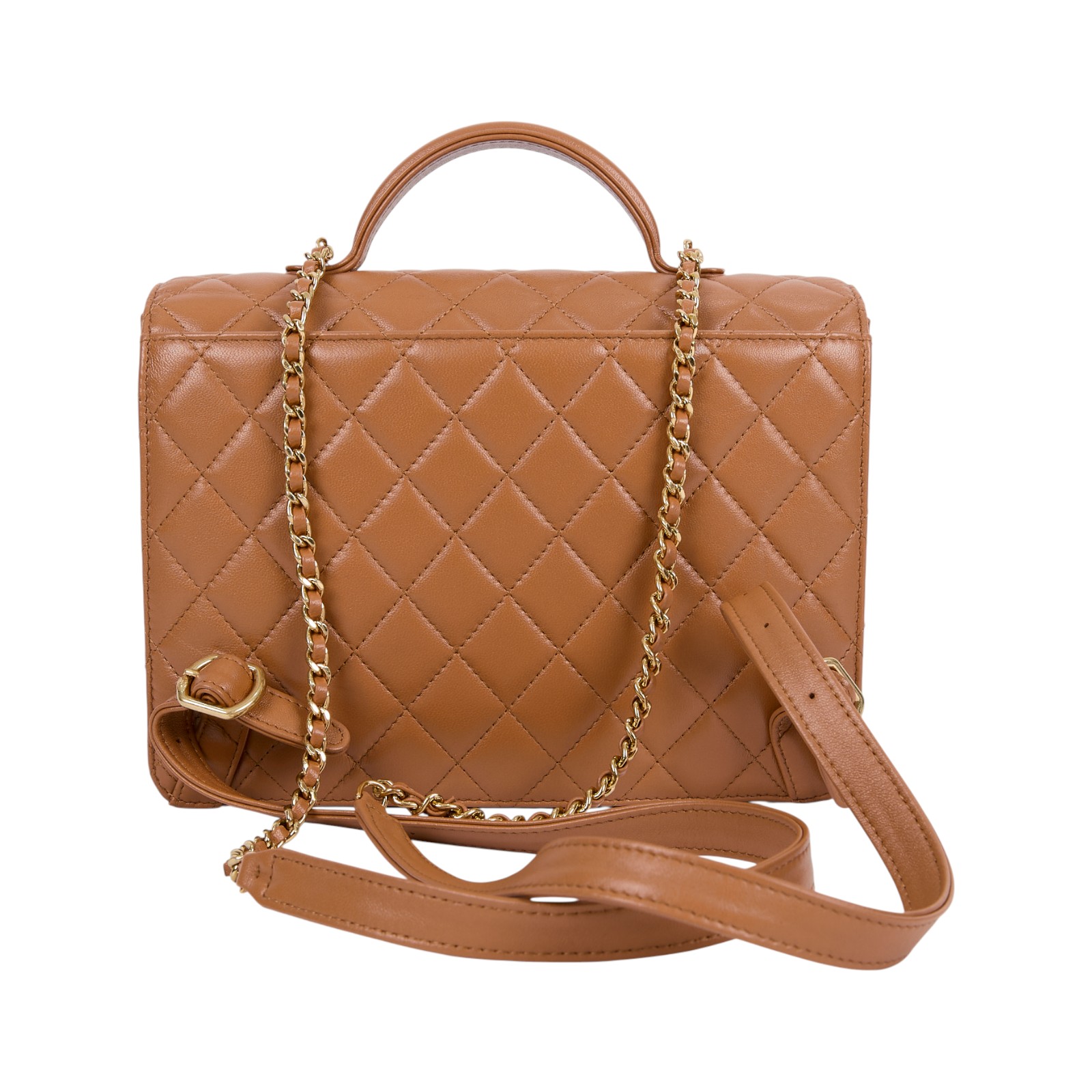 香奈兒 CHANEL CF CC LOGO 雙肩包 AS5704 B21436 晶片款 駝色羊皮後背包 原廠盒子/防塵袋/購買證明