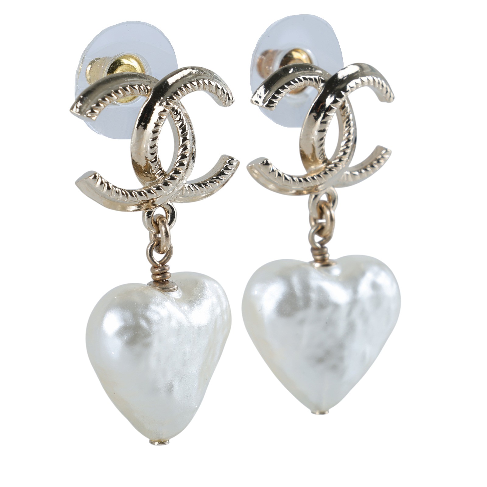 香奈兒 CHANEL CC LOGO 耳環 耳釘 B24V 雙C垂墜愛心耳環 原廠盒子