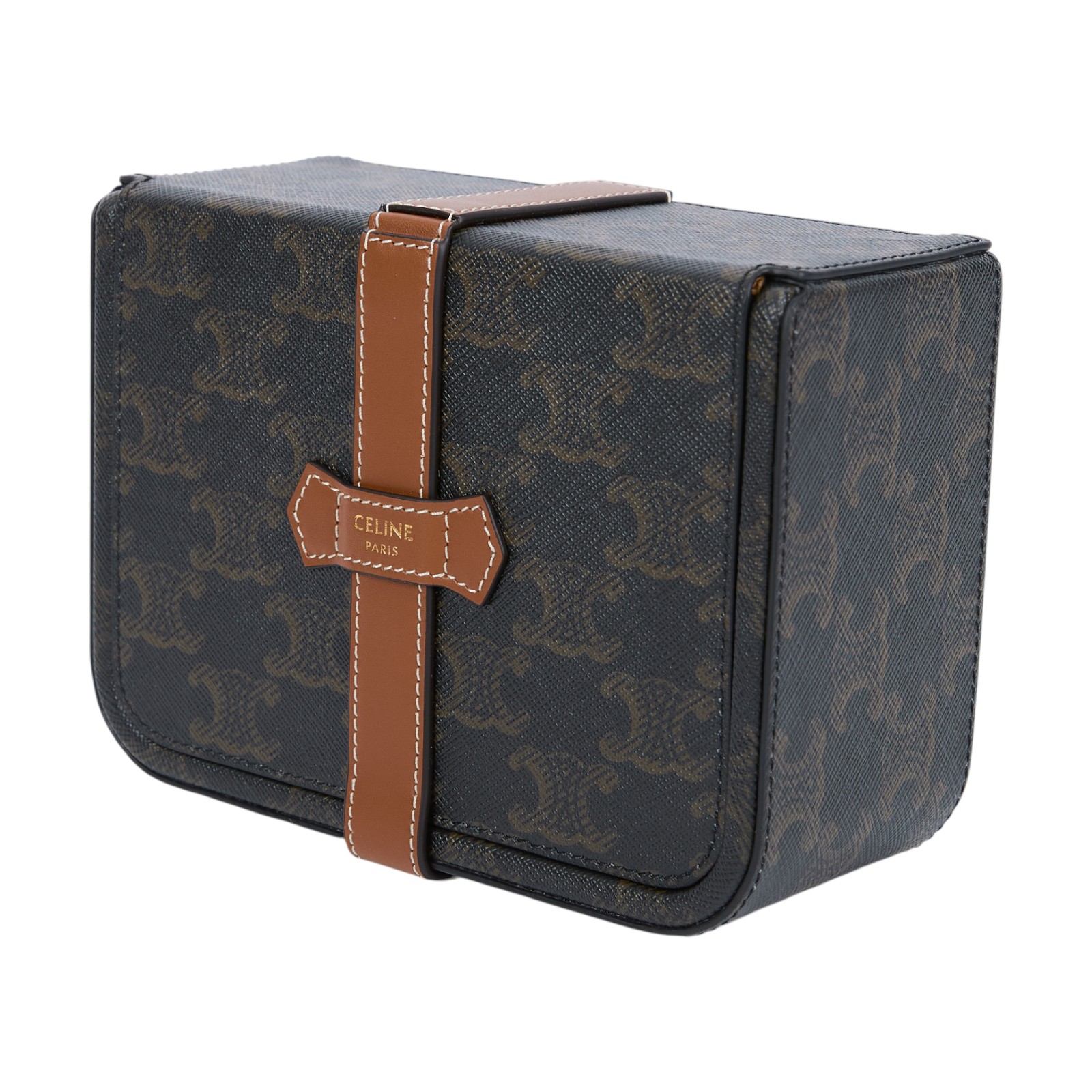 思琳 CELINE 標誌印花牛皮革 大型 珠寶盒 4M0382DIU 凱旋花紋珠寶盒 原廠盒子/防塵袋/購買證明影本