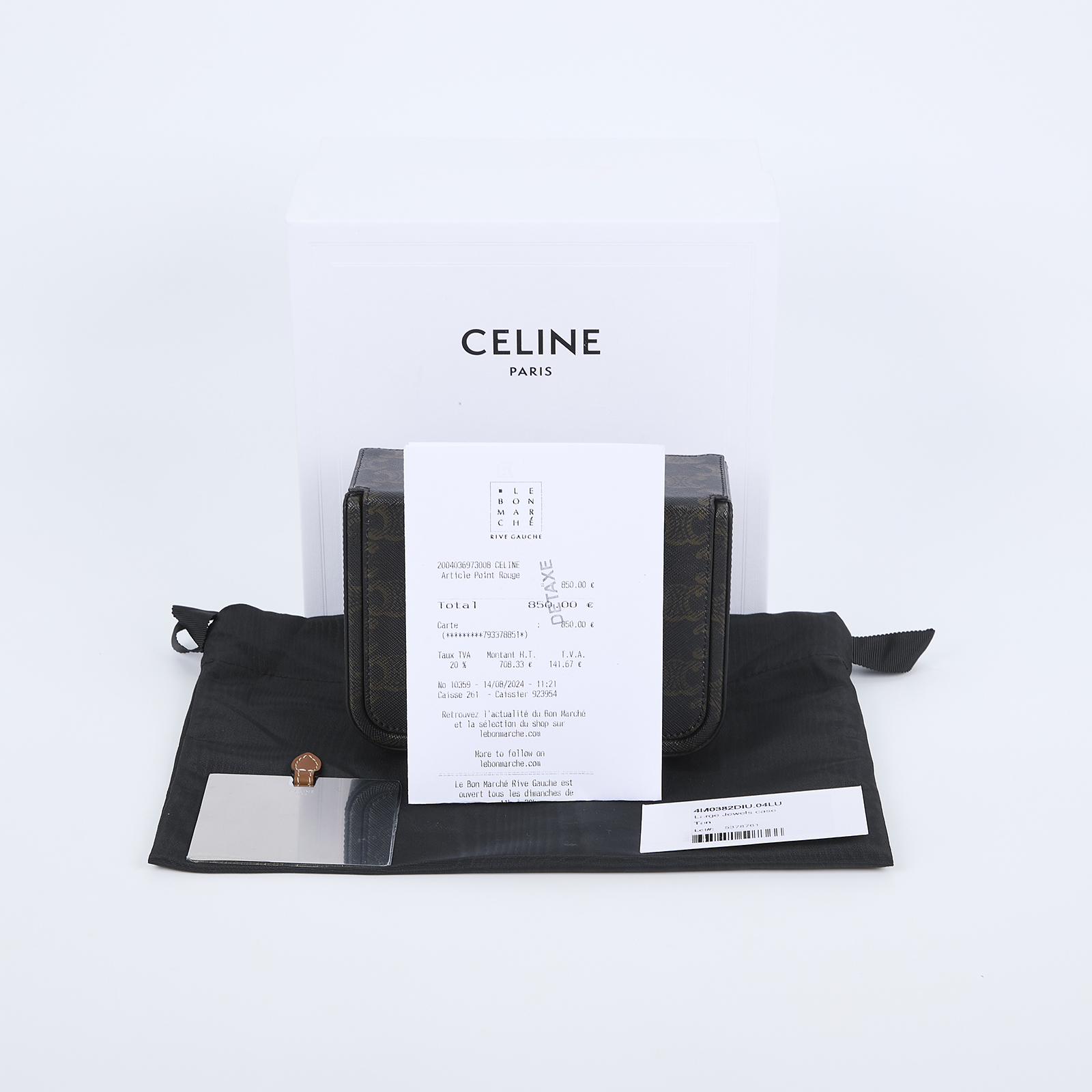 思琳 CELINE 標誌印花牛皮革 大型 珠寶盒 4M0382DIU 凱旋花紋珠寶盒 原廠盒子/防塵袋/購買證明影本