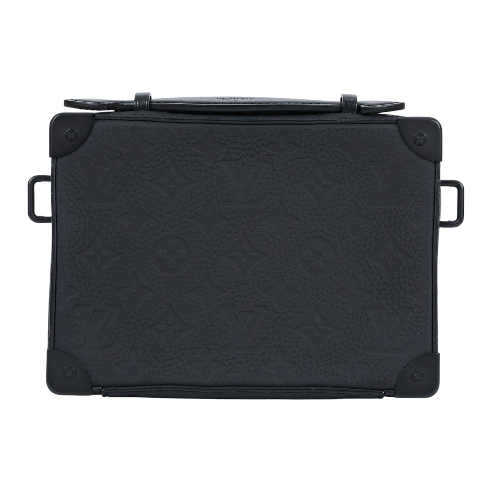 路易威登 LOUIS VUITTON Handle Soft Trunk 郵差 斜挎包 黑色 M59163 晶片款 黑原花壓紋SOFT TRUNK 無附屬品