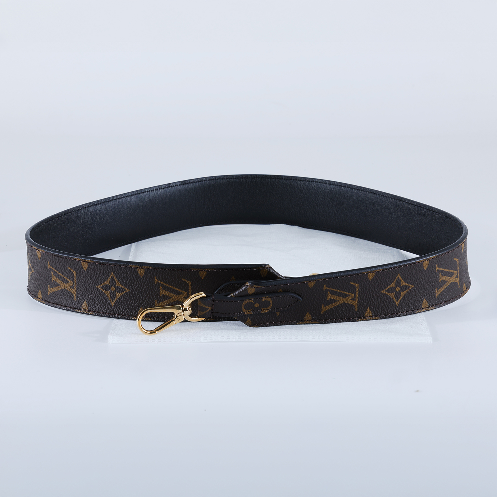 路易威登 LOUIS VUITTON Monogram 肩背帶 黑色 J02288 原花寬背帶 無附屬品