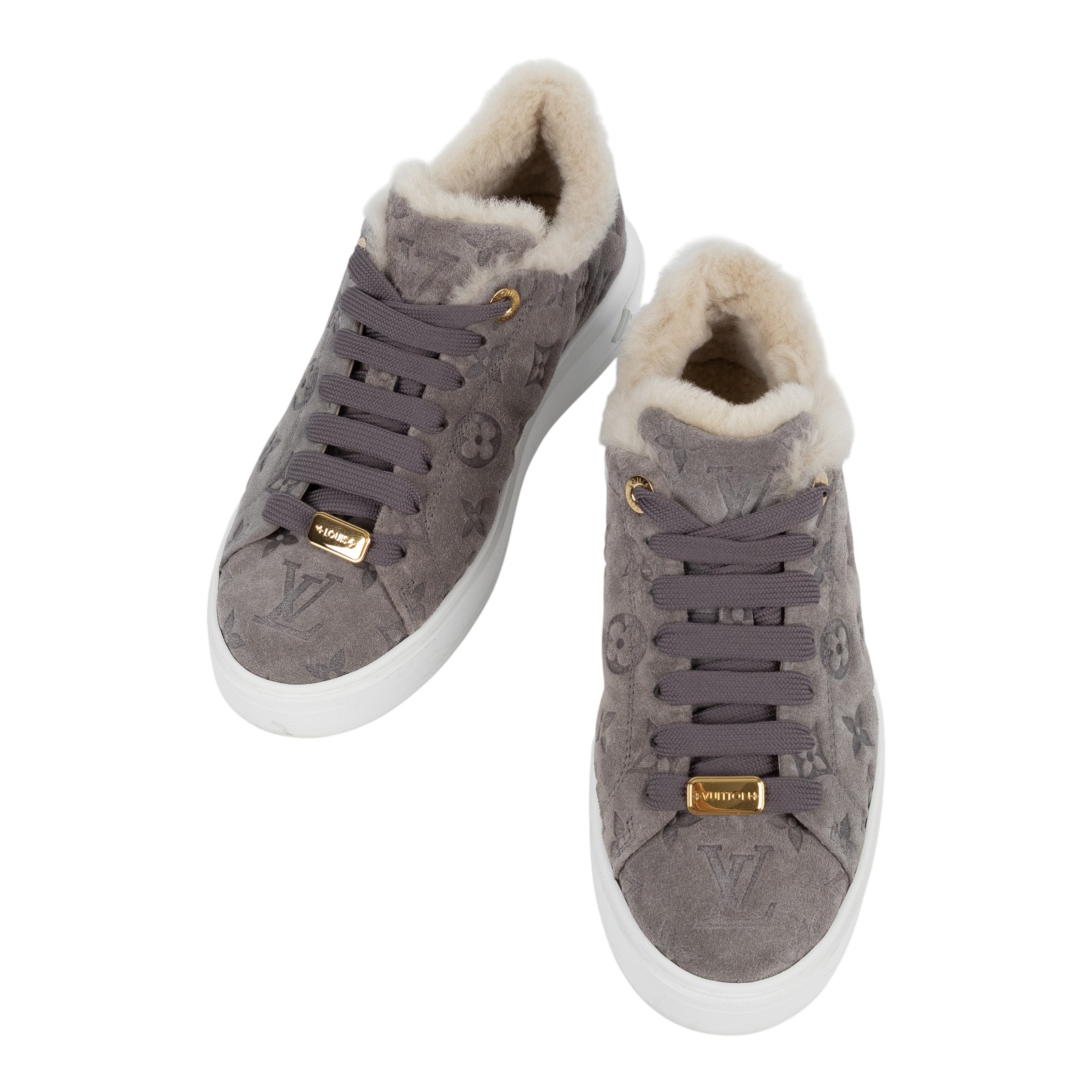 路易威登 LOUIS VUITTON Time Out 運動鞋 1AADY9 灰原花麂皮休閒鞋 無附屬品