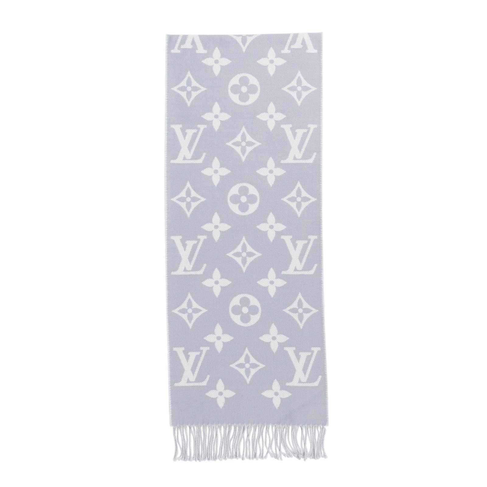 路易威登 LOUIS VUITTON LV Essential 圍巾 淺灰色 M77727 淡紫ESSENTIAL雙面圍巾 原廠盒子