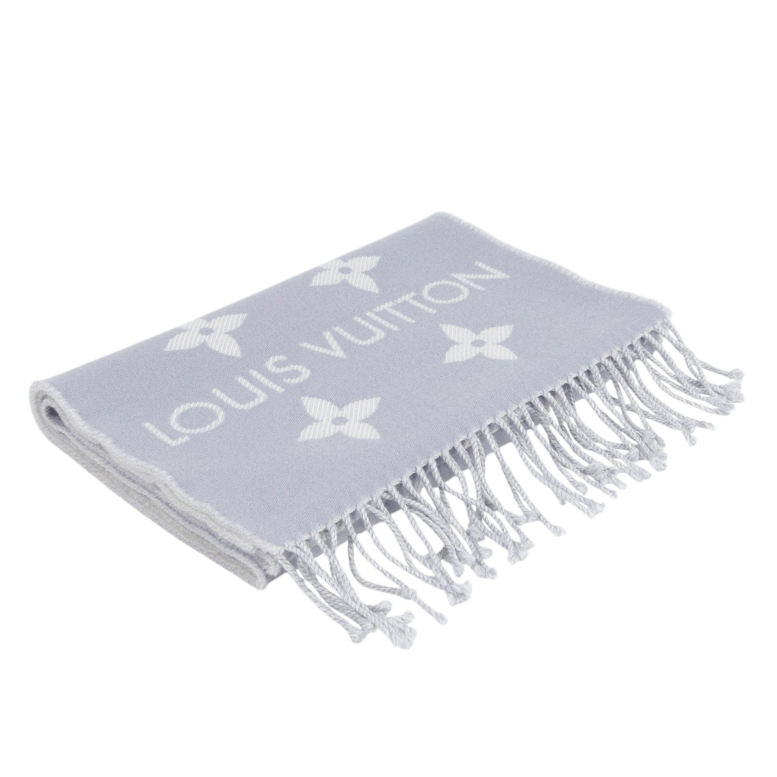 路易威登 LOUIS VUITTON LV Essential 圍巾 淺灰色 M77727 淡紫ESSENTIAL雙面圍巾 原廠盒子