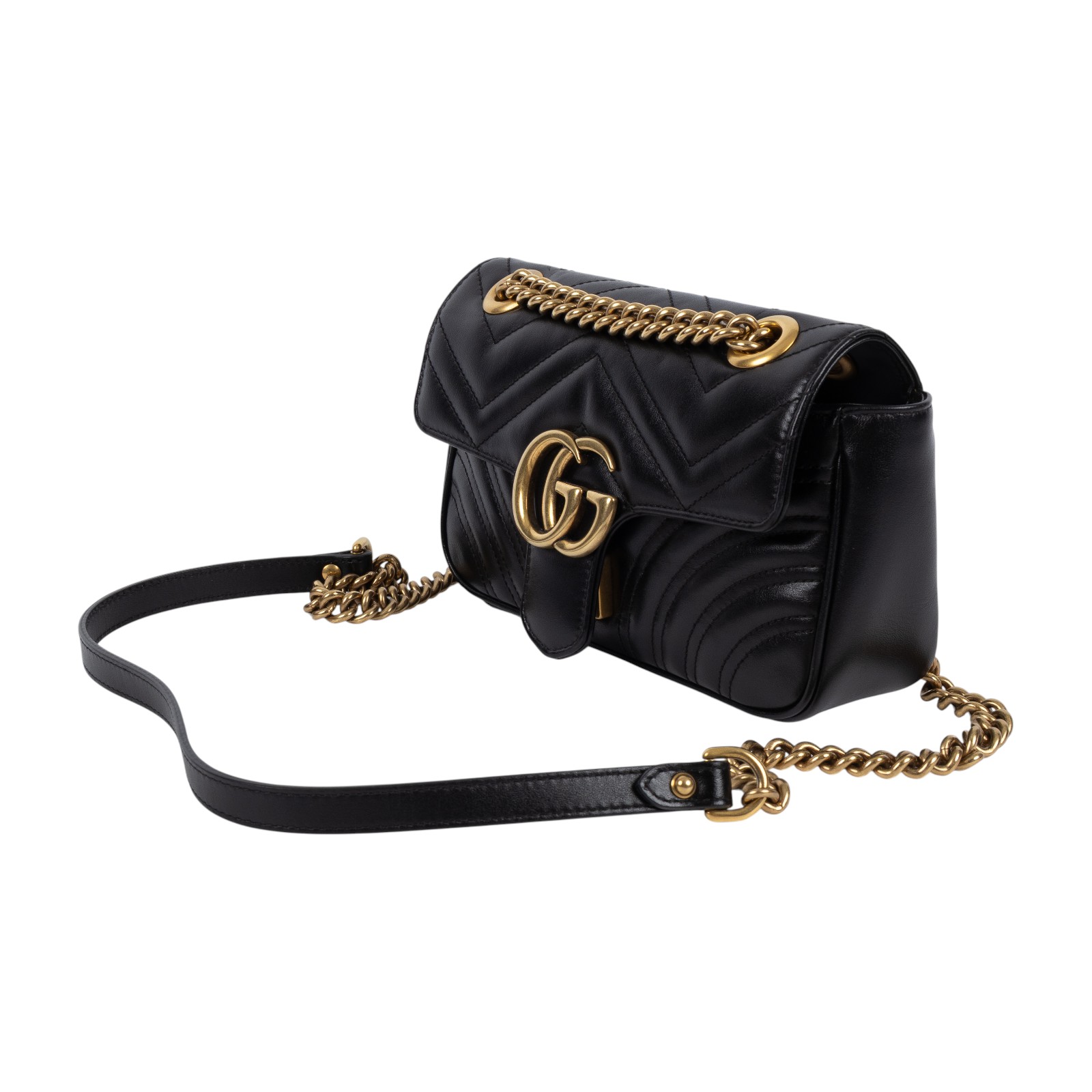 古馳 GUCCI GG Marmont 迷你肩揹袋 446744 DTDIT 黑金MARMONT SMALL 防塵袋