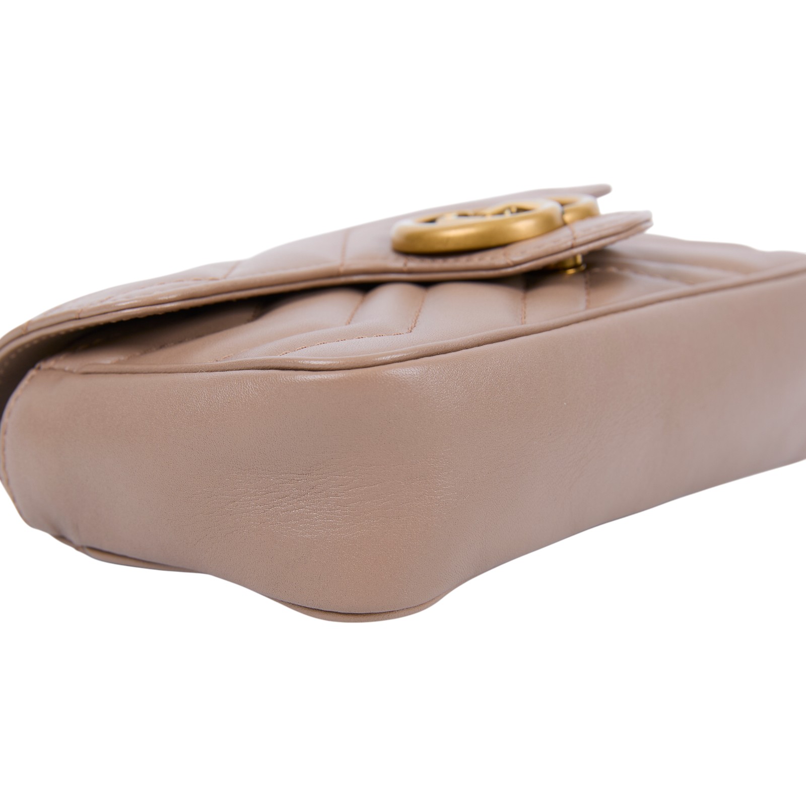 古馳 GUCCI GG Mormont 絎縫 超迷你袋 476433 DTDCT 藕粉MARMONT MINI 鍊帶