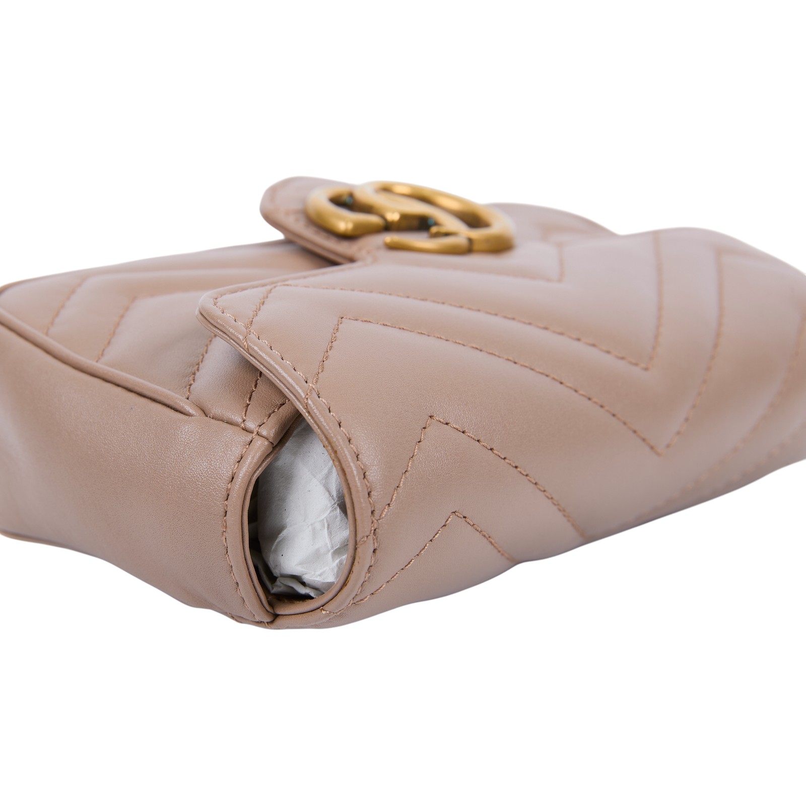 古馳 GUCCI GG Mormont 絎縫 超迷你袋 476433 DTDCT 藕粉MARMONT MINI 鍊帶