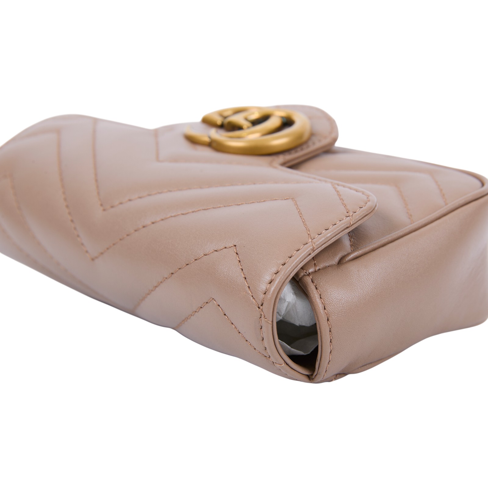 古馳 GUCCI GG Mormont 絎縫 超迷你袋 476433 DTDCT 藕粉MARMONT MINI 鍊帶