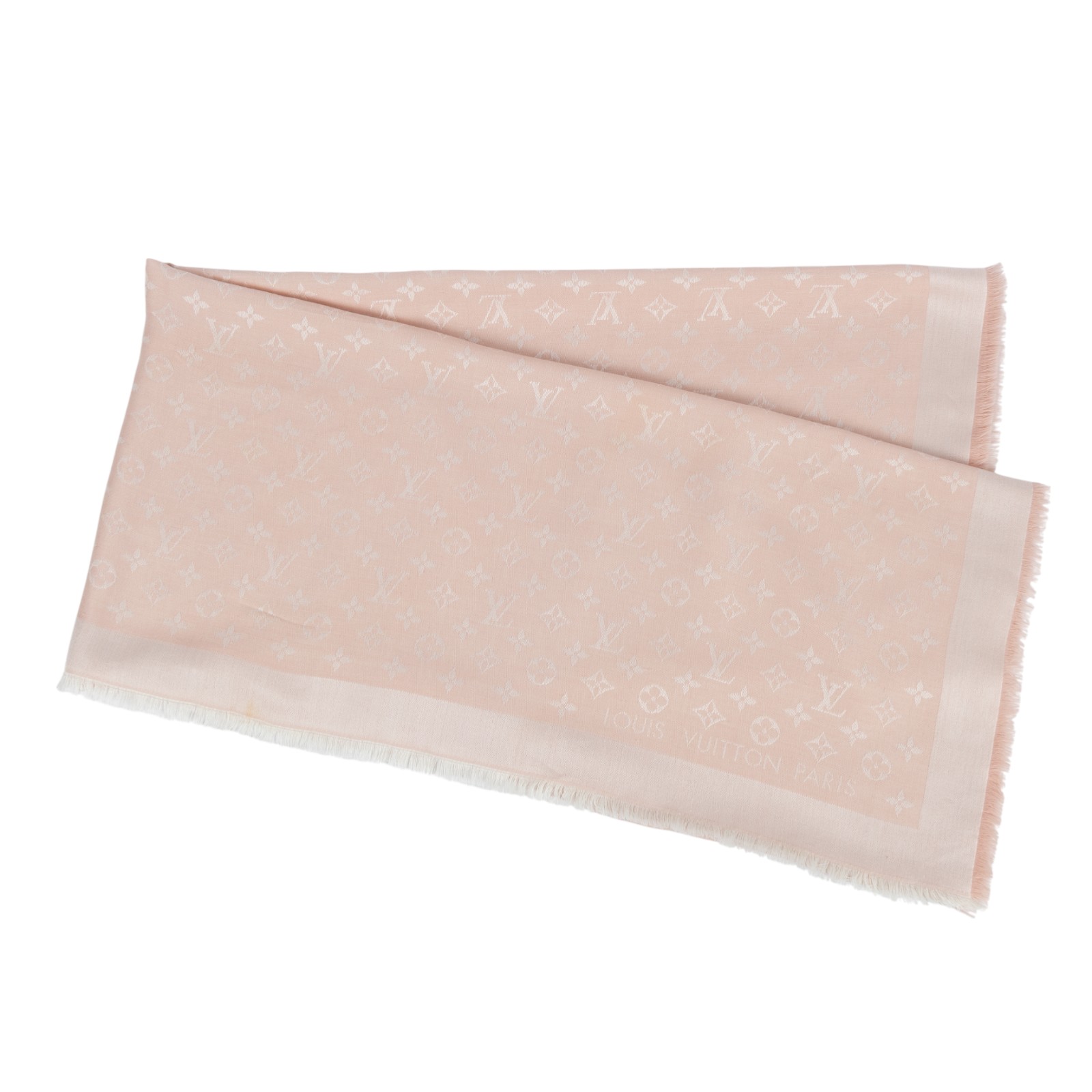 路易威登 LOUIS VUITTON Monogram Denim 披肩 M72046 粉原花圍巾 原廠盒子
