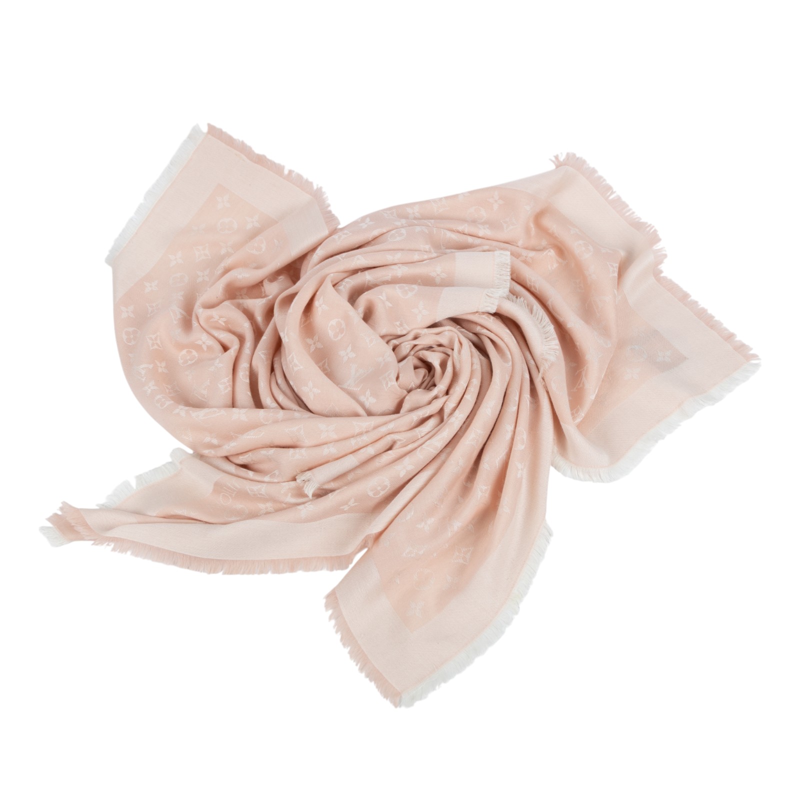 路易威登 LOUIS VUITTON Monogram Denim 披肩 M72046 粉原花圍巾 原廠盒子